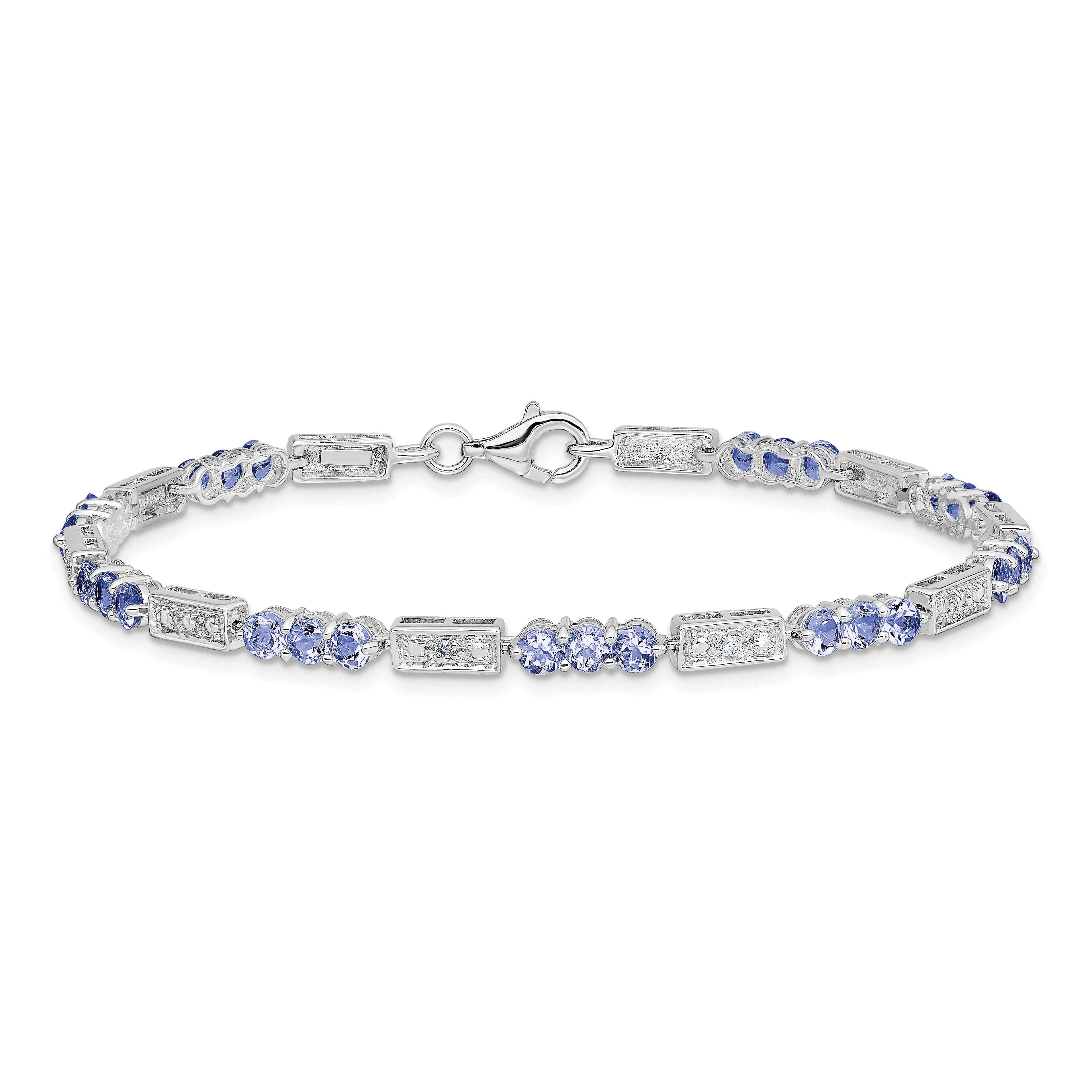 Natural Tanzanite and Diamond Bracelet Silver