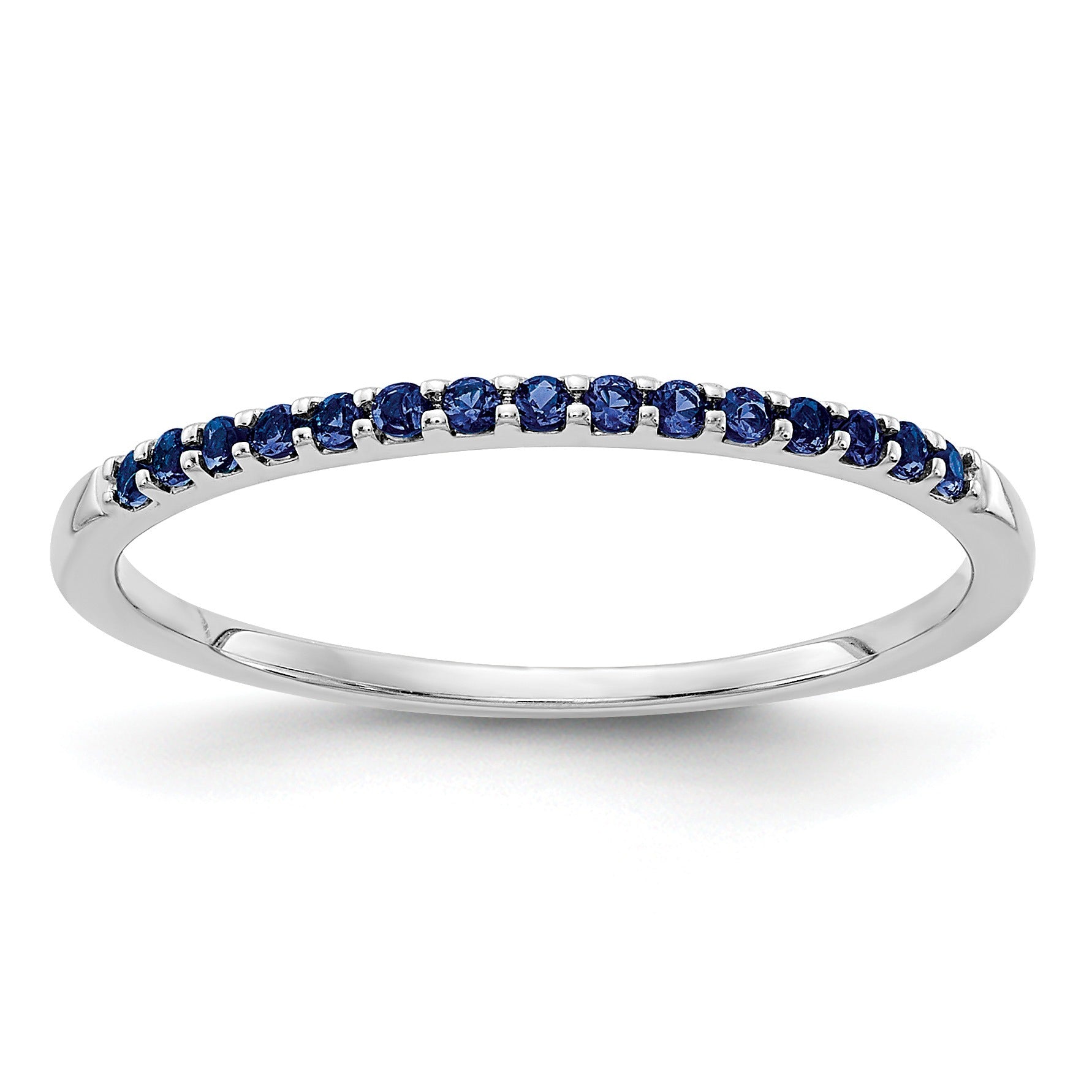 0.24 Ct Round Blue Sapphire Prong White Gold Half Eternity Ring