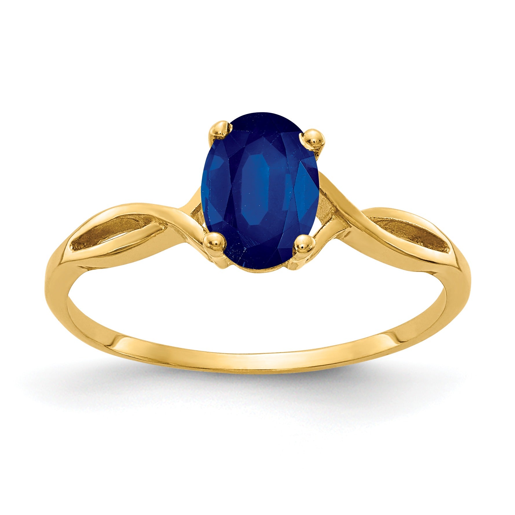 1.05 Ct Oval Blue Sapphire Prong 14K Yellow Gold Crisscross Solitaire Ring