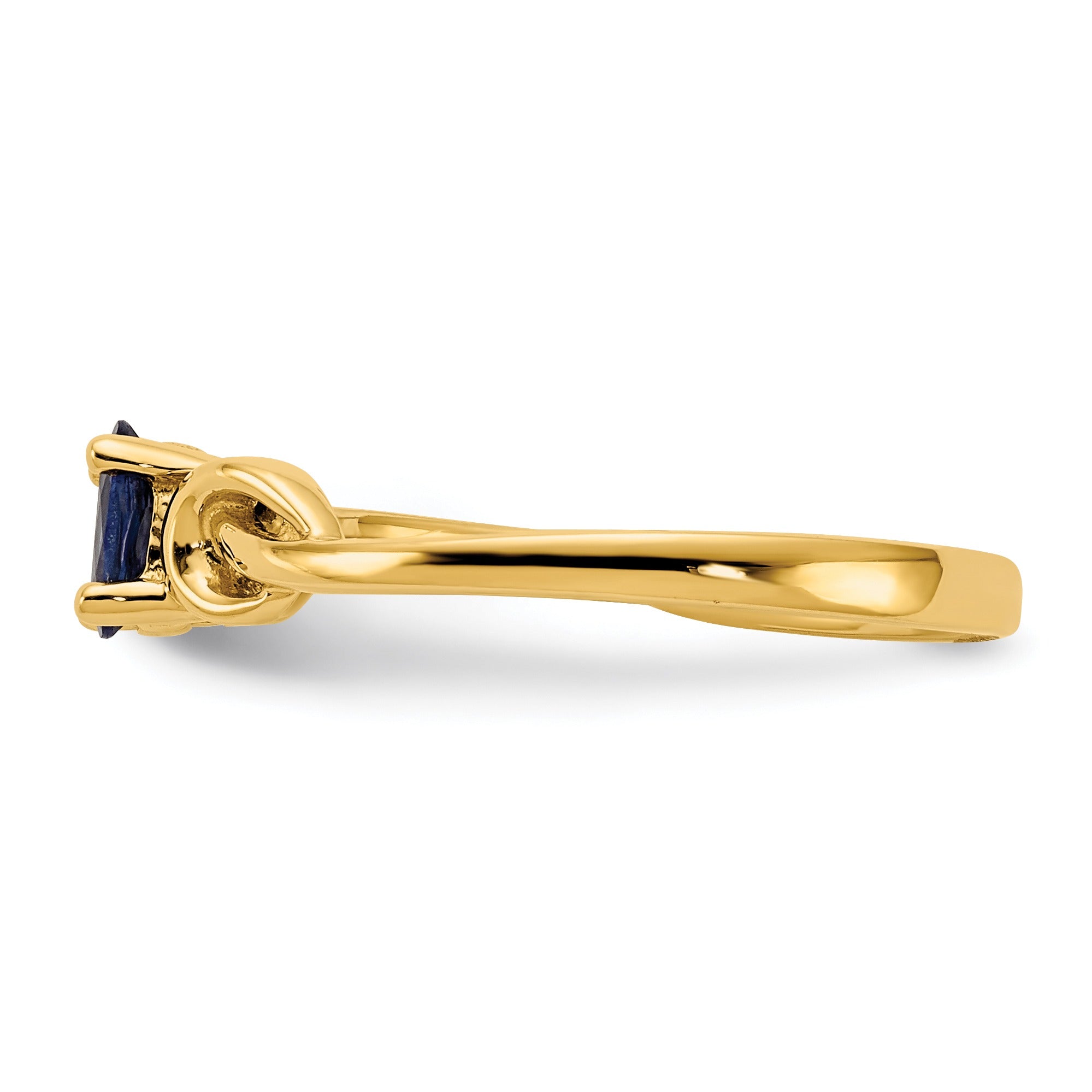 0.35 Ct Oval Blue Sapphire Prong 14K Yellow Gold Solitaire Knot Ring