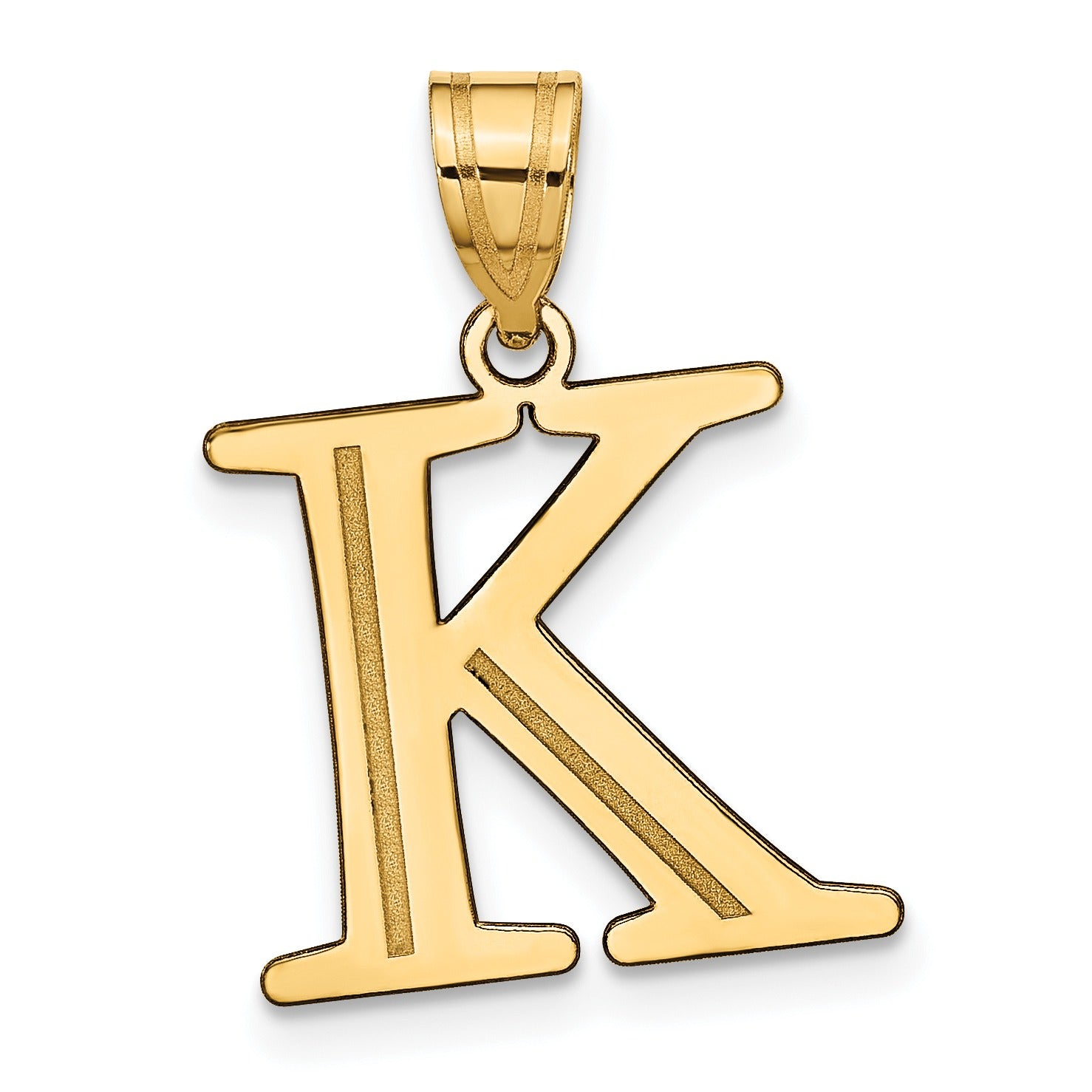 14K Gold Etched Initial Pendants