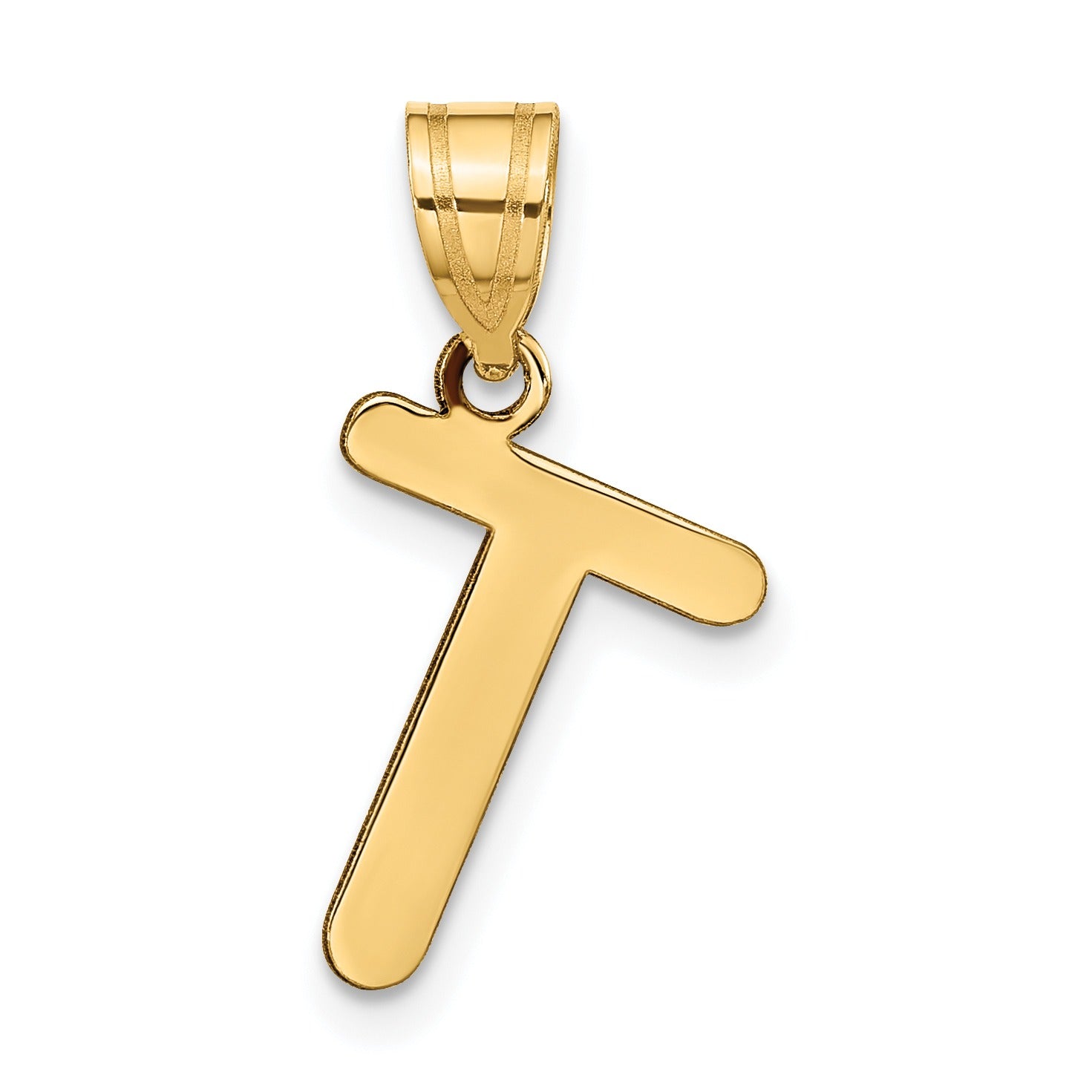 14K Gold Bubble Letter Initial Pendant