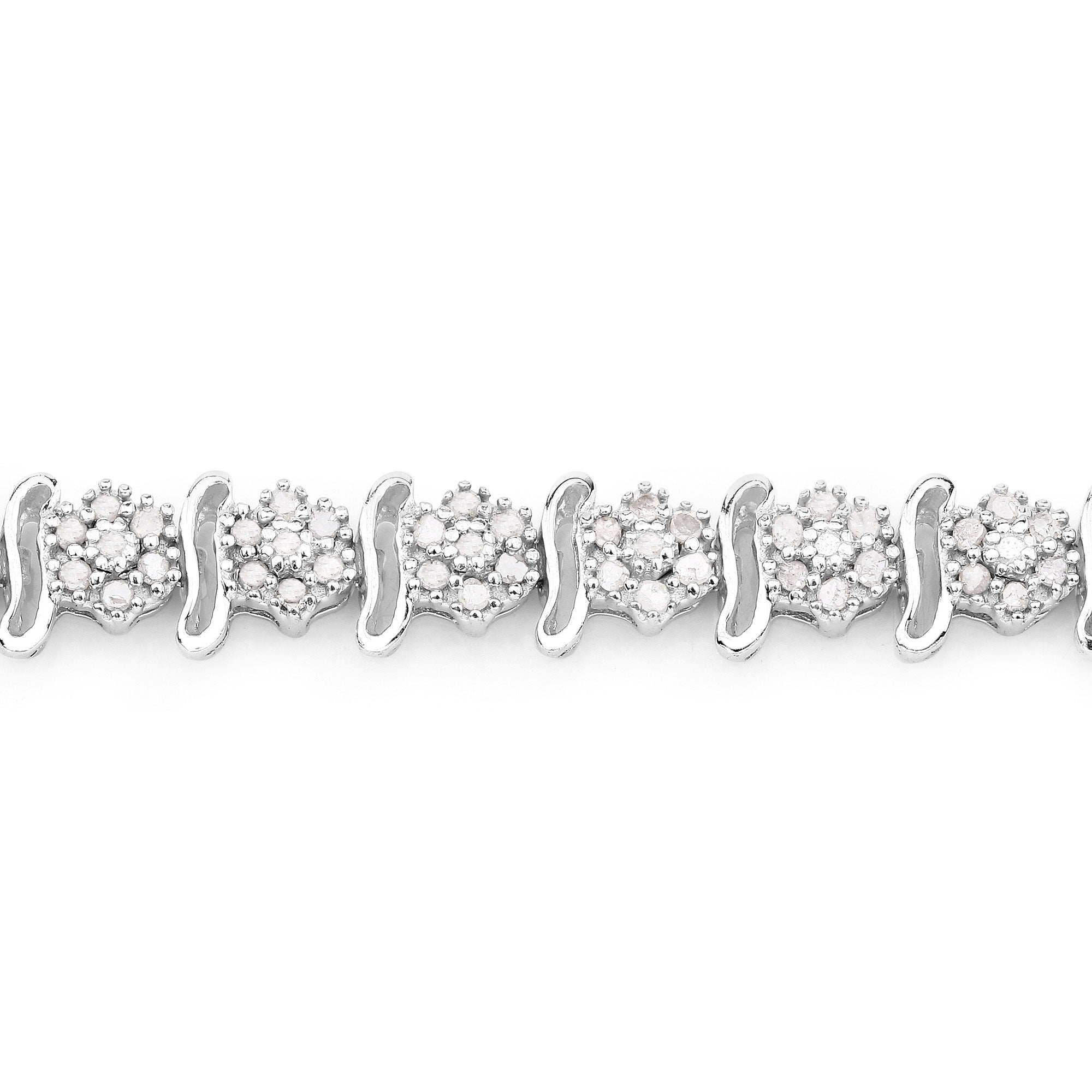 0.96 Cttw Round White Diamond Rhodium over Silver Tennis Bracelet