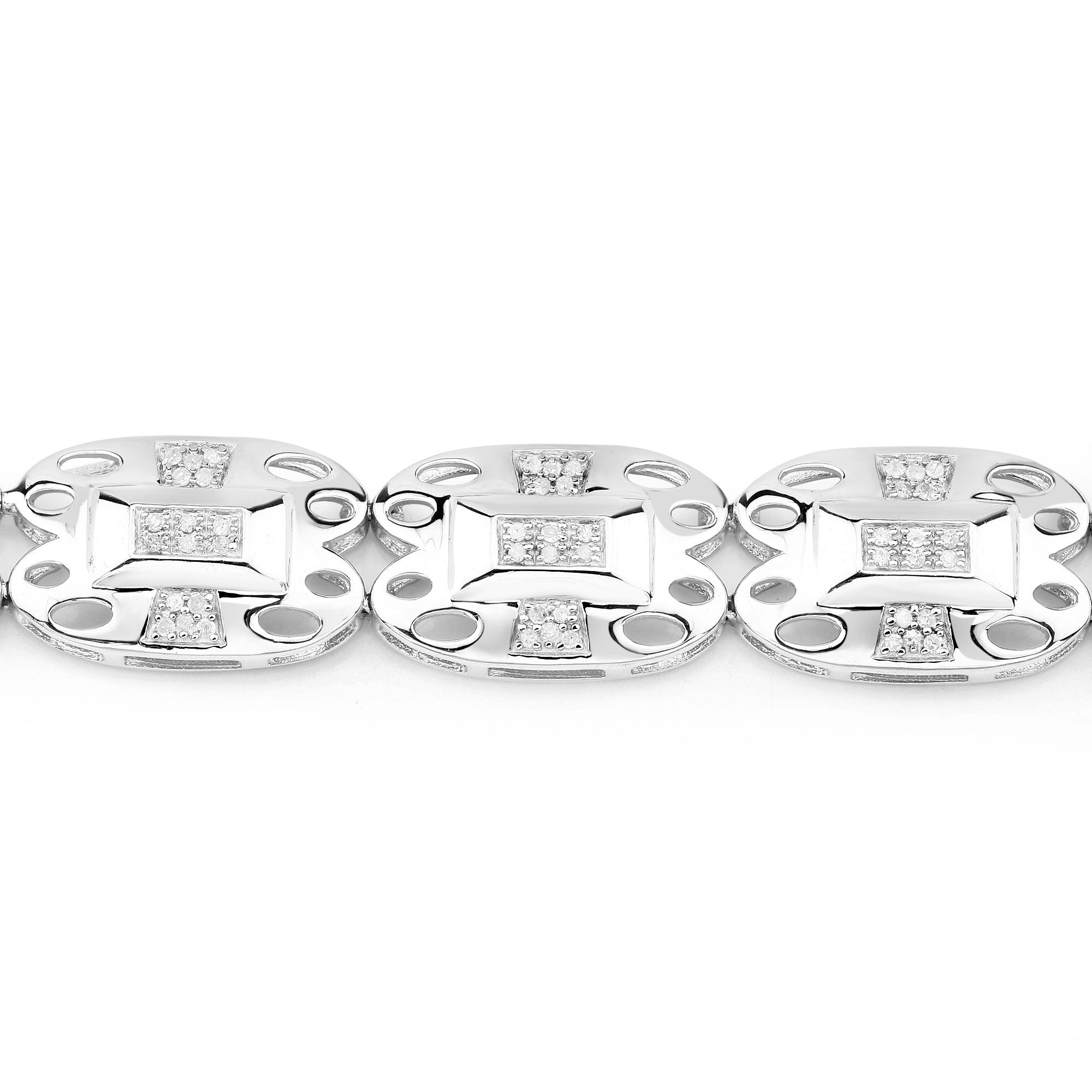 0.96 Cttw Round White Diamond Illusion Sterling Silver Filigree Tennis Bracelet