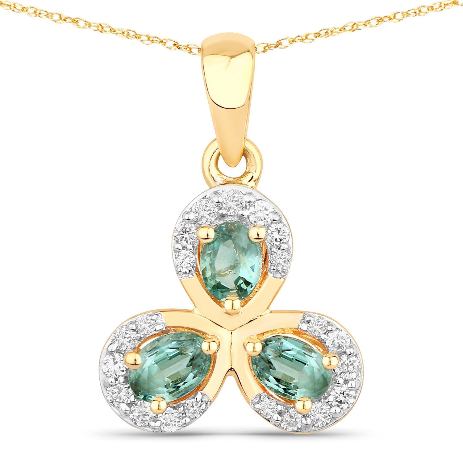 0.55 Ct Genuine Oval Alexandrite and Diamond 18K Yellow Gold Floral Pendant