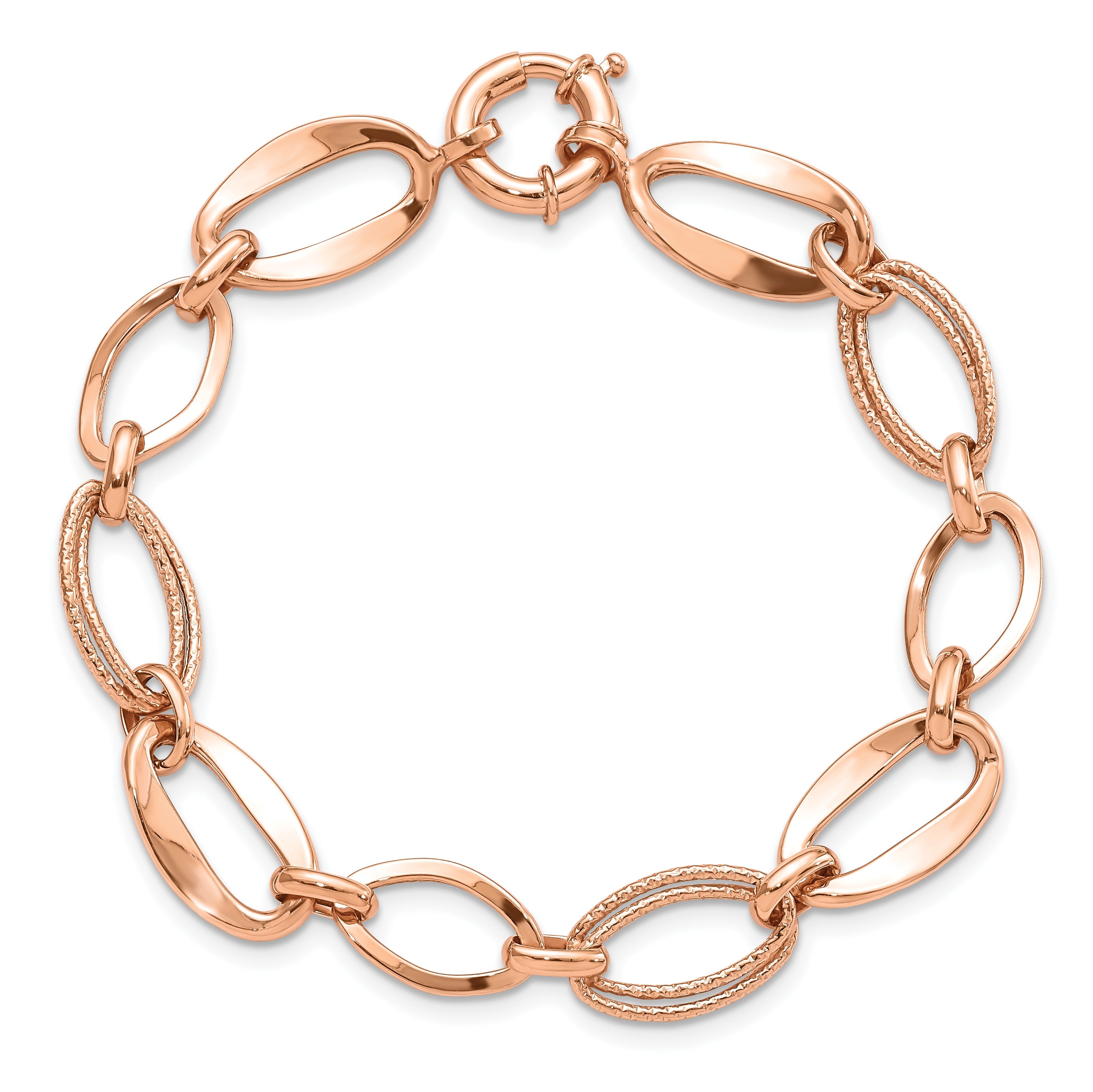 10k Rose Gold Textured Link Bracelet
