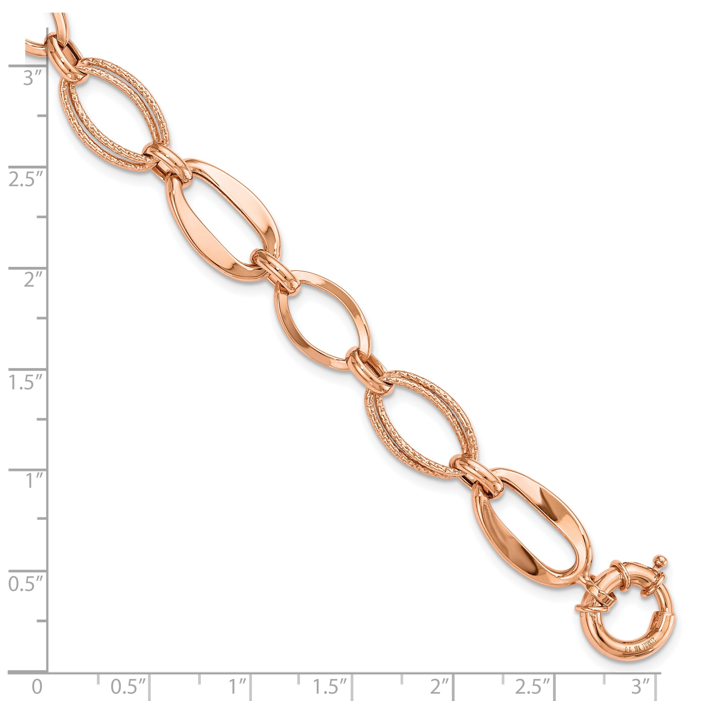 10k Rose Gold Textured Link Bracelet