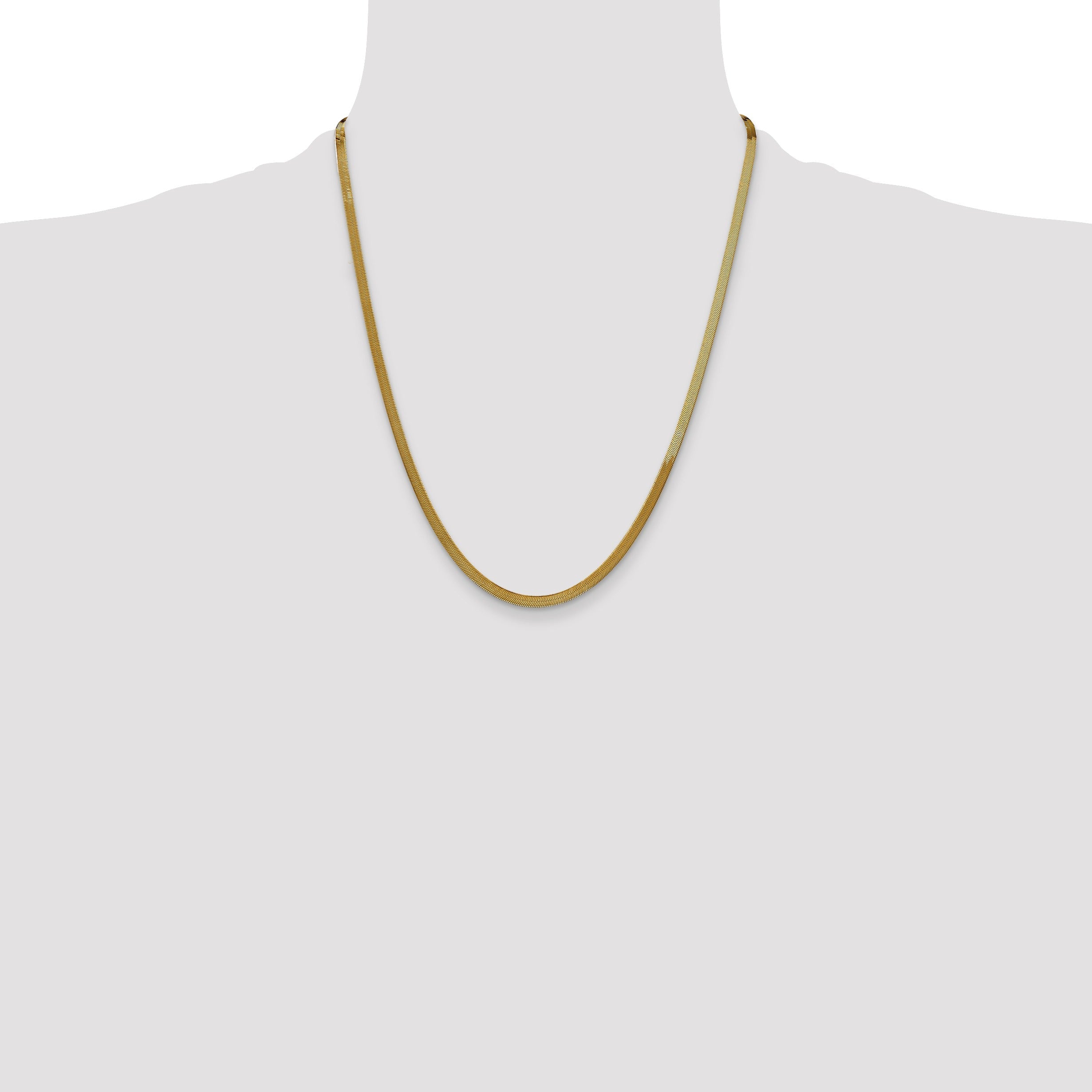 14k Yellow Gold Silky Herringbone Chain for Men