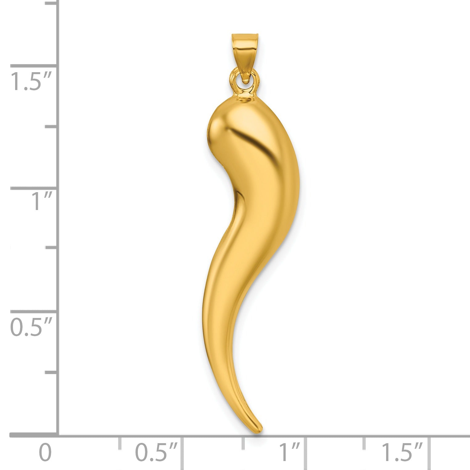 14k Gold Hollow 3-D Italian Horn Pendant