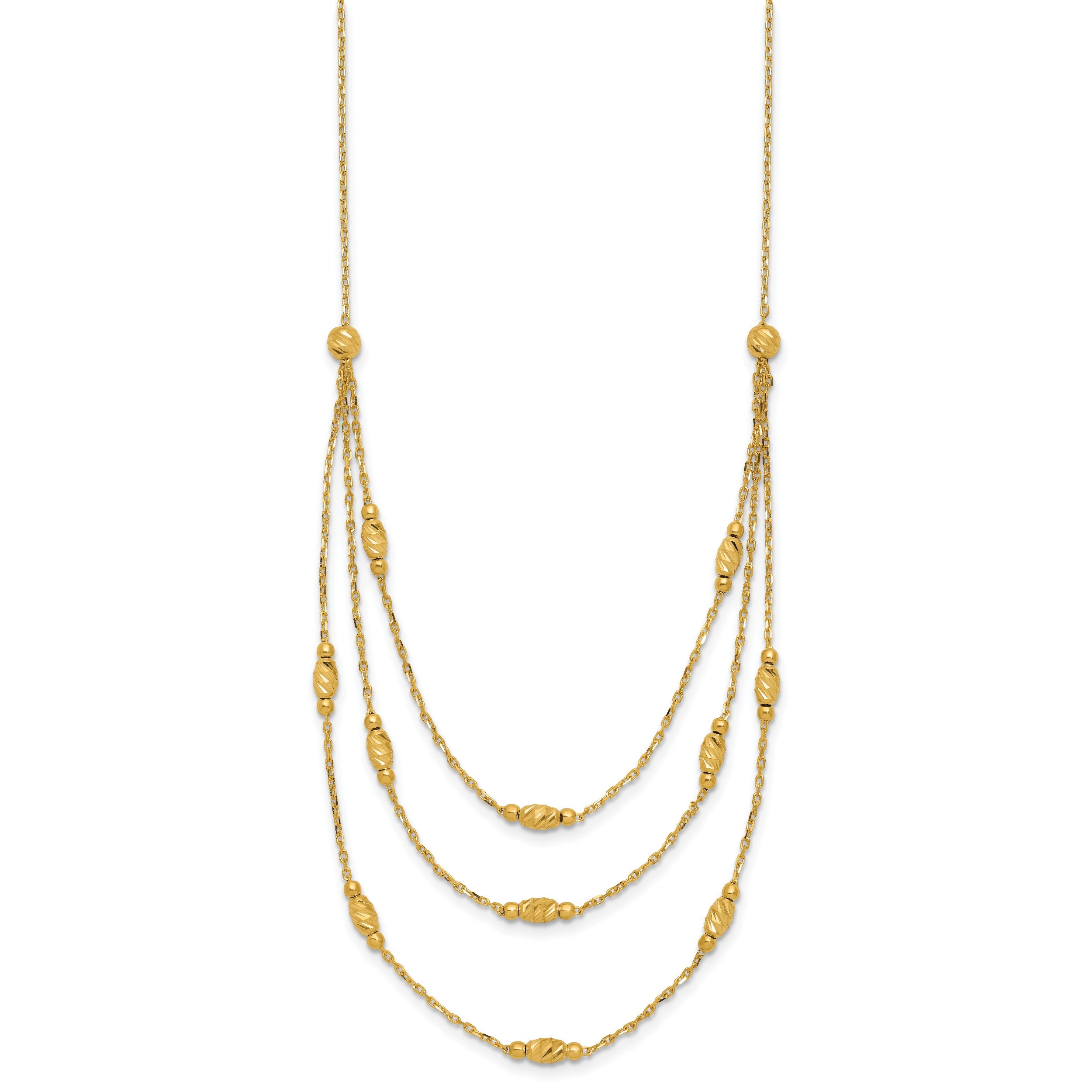 Diamond-Cut Beaded 14K Gold Polished Layered Necklace