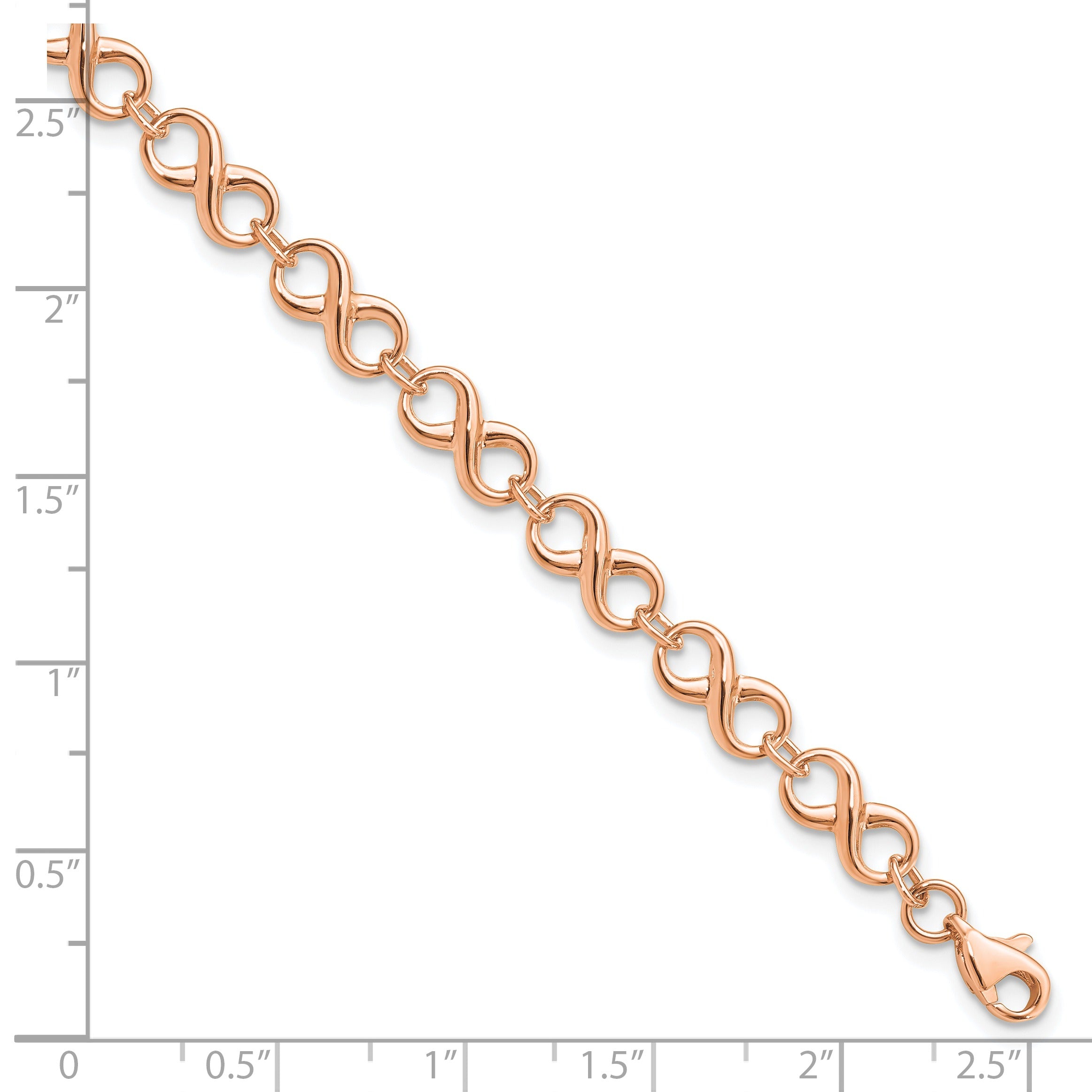 Infinity 14k Rose Gold Lobster Clasp Link Chain Bracelet