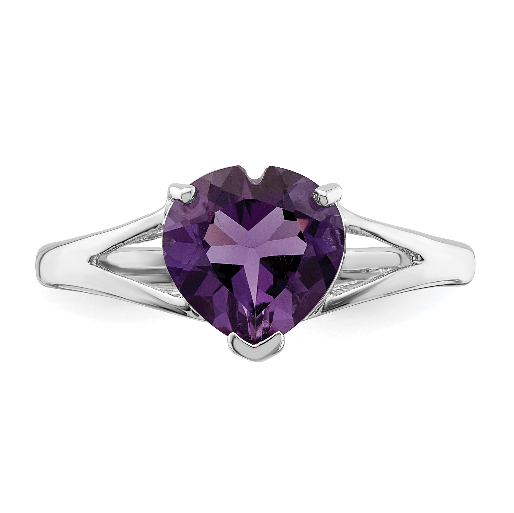 Silver Amethyst Heart Gemstone Ring