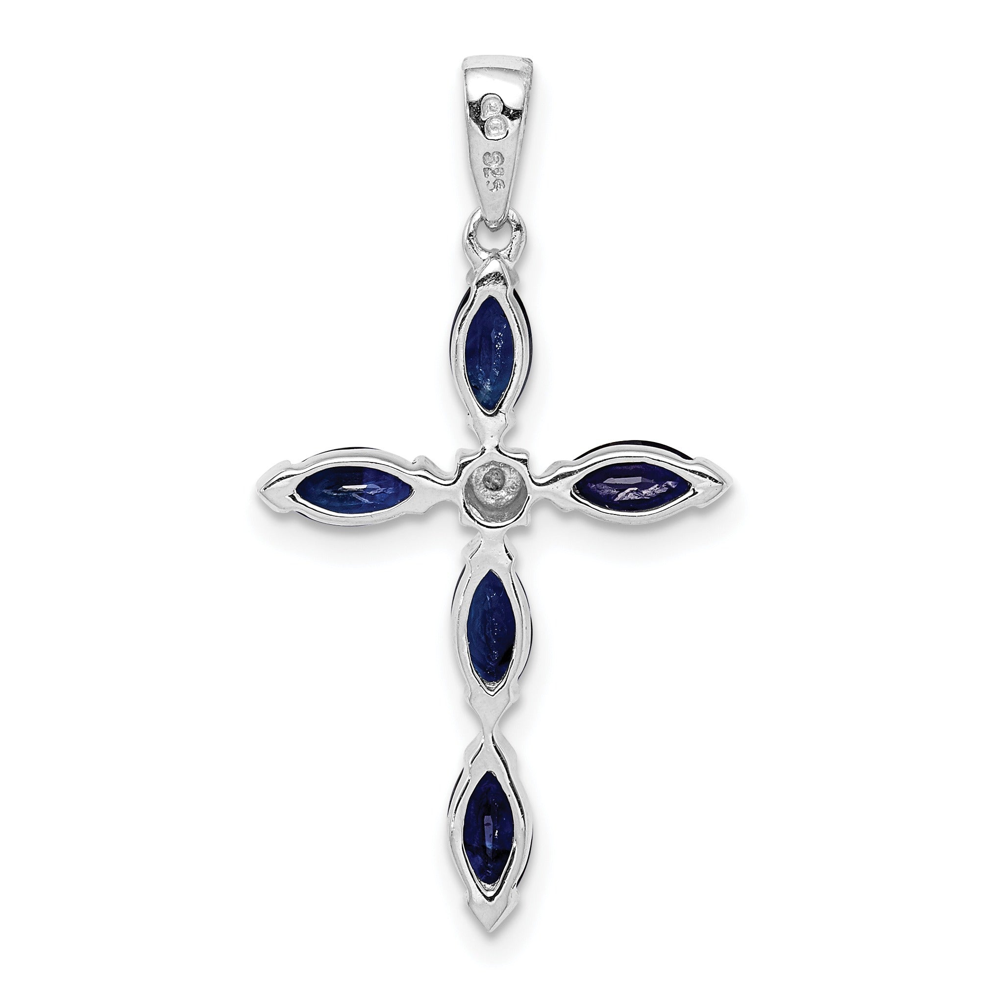 Sterling Silver Natural Sapphire and Diamond Pendant