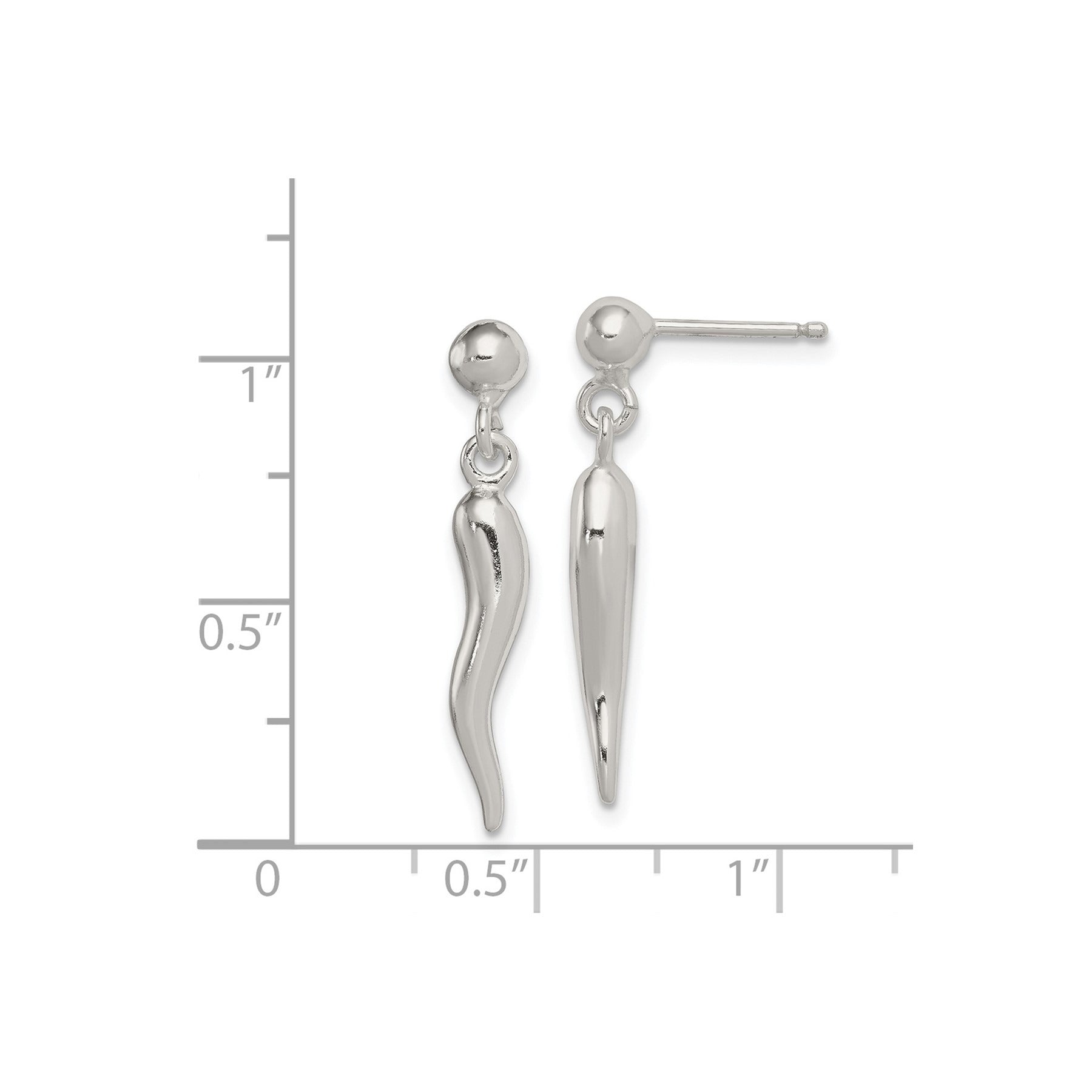 Sterling Silver Italian Horn Post Dangle Earrings