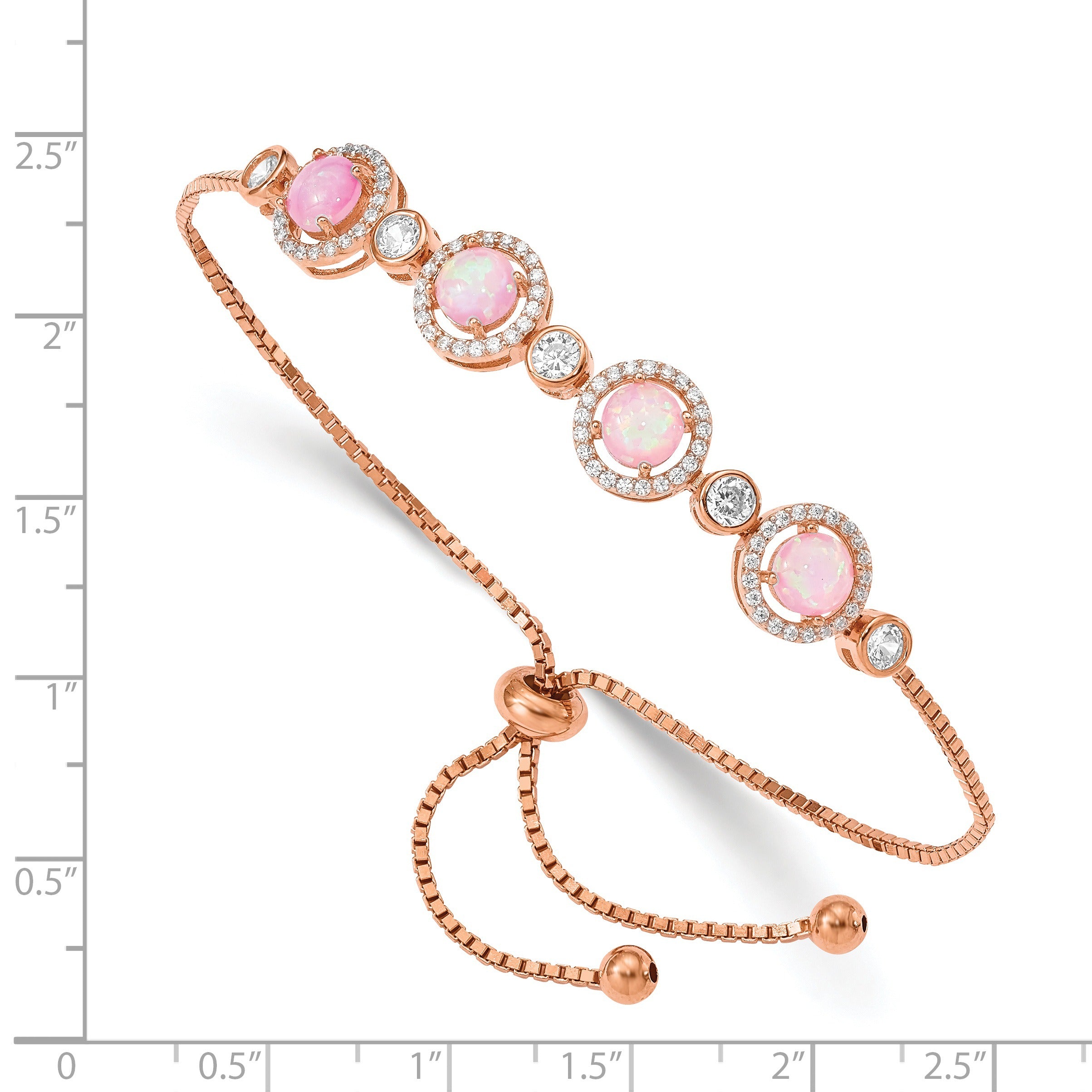 Created Opal and Cubic Zirconia Rose Gold Over Silver Bracelet