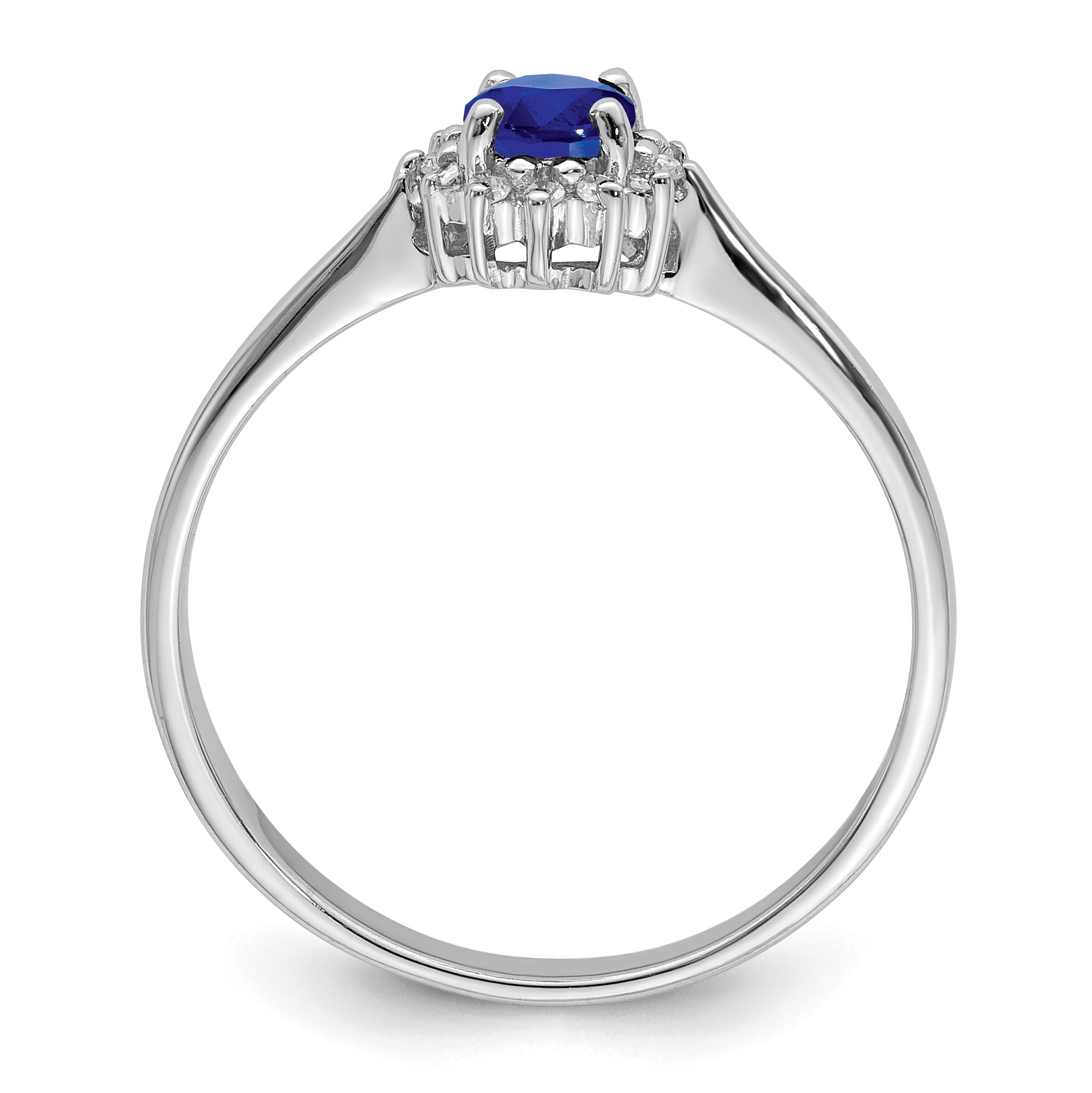 0.34 Ct Round Blue Sapphire and Diamond Prong Silver Snowflake Halo Ring