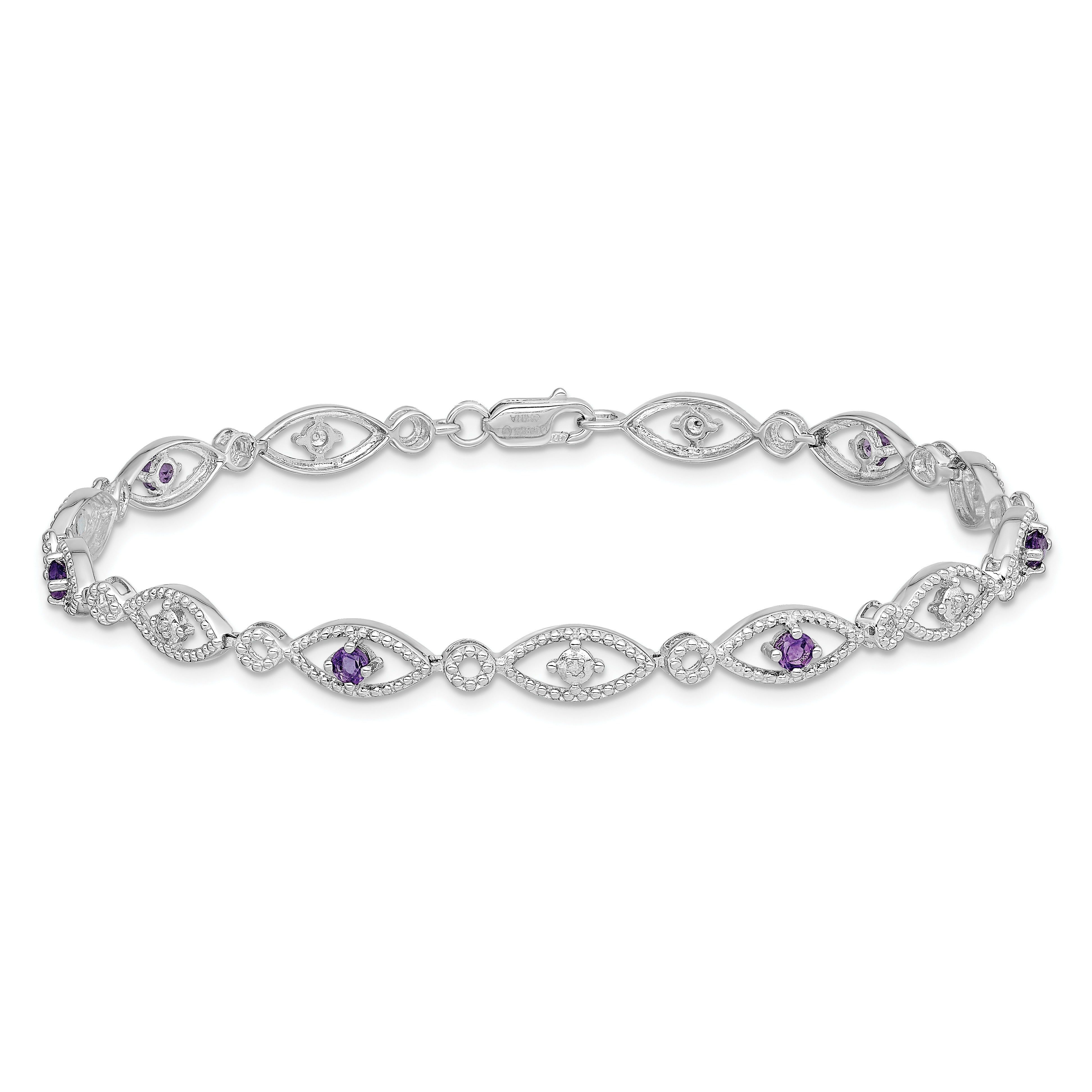 Silver Amethyst Diamond Eye Bracelet