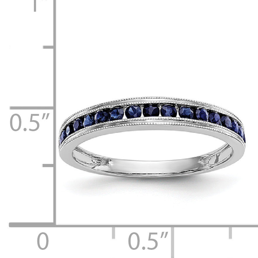 0.51 Ct Round Blue Sapphire Channel Set White Gold Eternity Band Ring