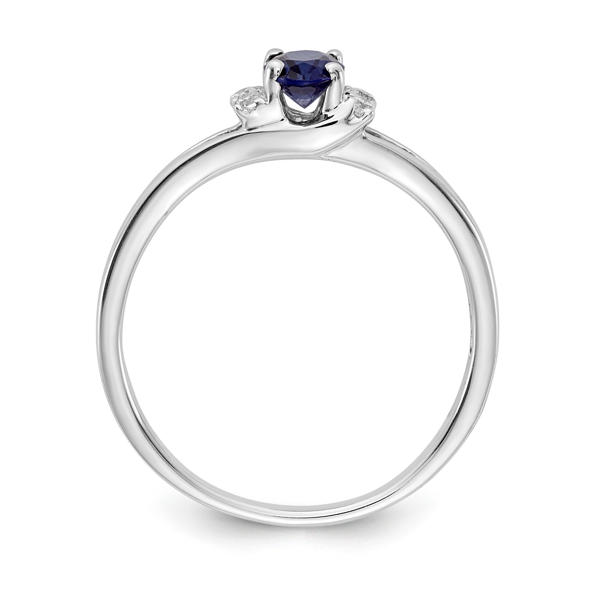 0.56 Ct Oval Blue Sapphire & Diamond Prong 14K White Gold Split Shank Ring