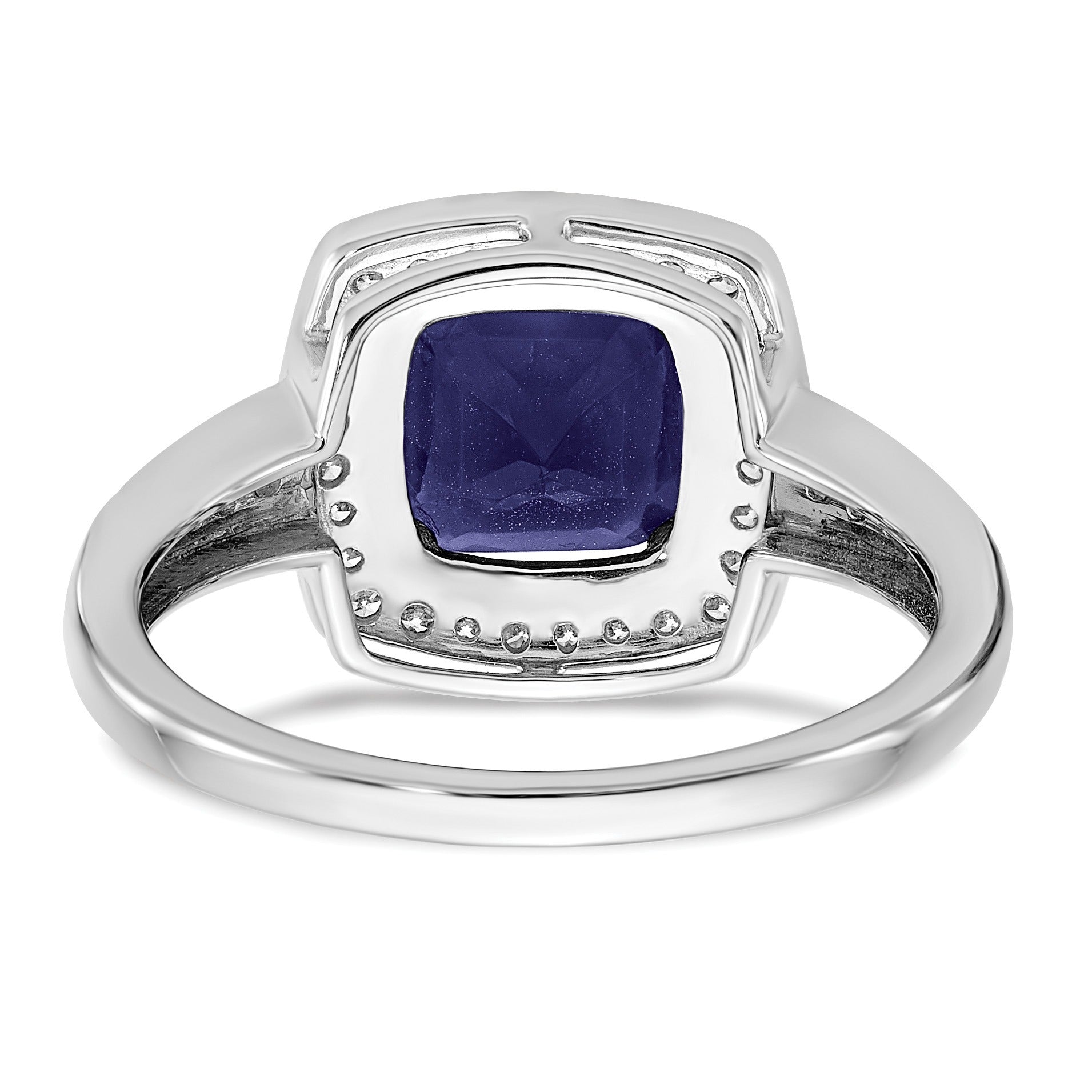 1.31 Ct Cushion Blue Lab Created Sapphire and Diamond Prong 14K White Gold Halo Tapered Ring
