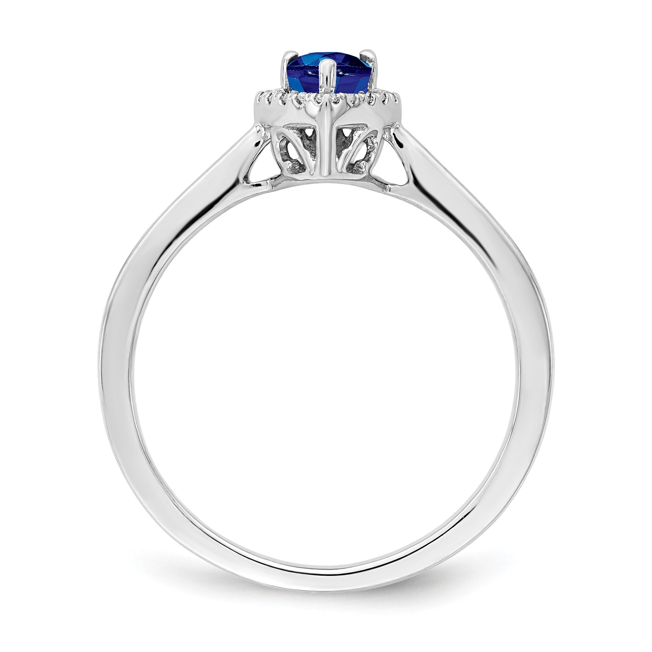 0.5 Ct Pear Blue Sapphire and Diamond 14K Gold Halo Teardrop Ring