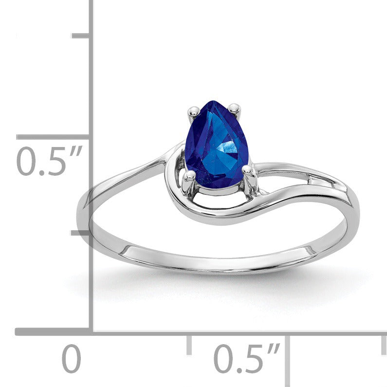 0.55 Ct Pear Blue Sapphire Prong 14K White Gold Bypass Ring