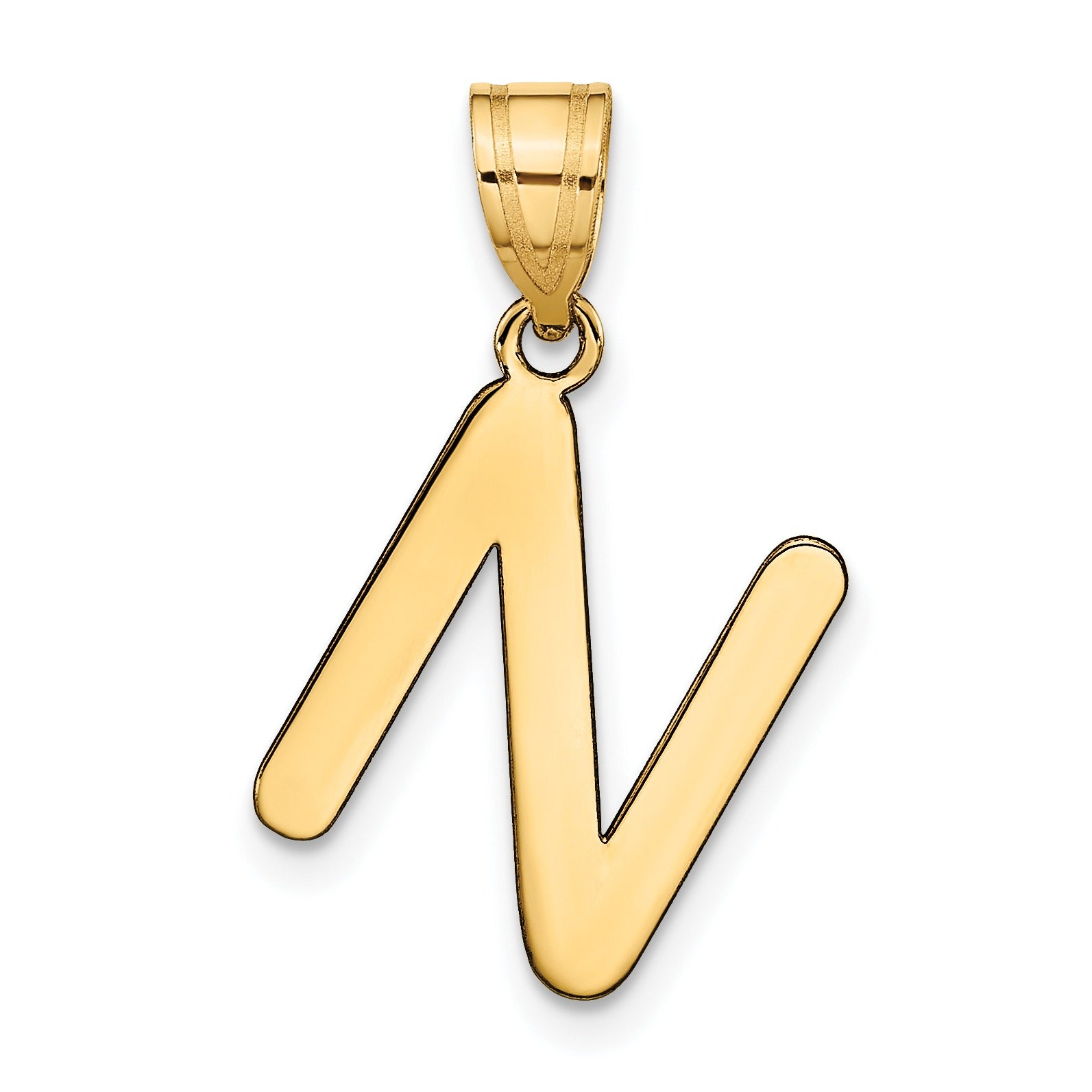 14K Gold Bubble Letter Initial Pendant