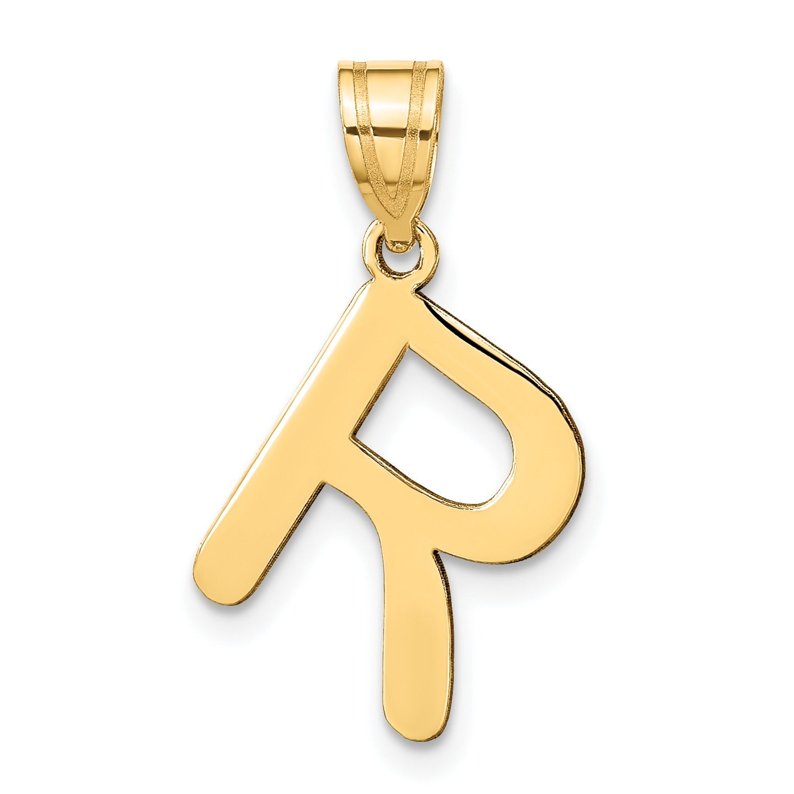 14K Gold Bubble Letter Initial Pendant