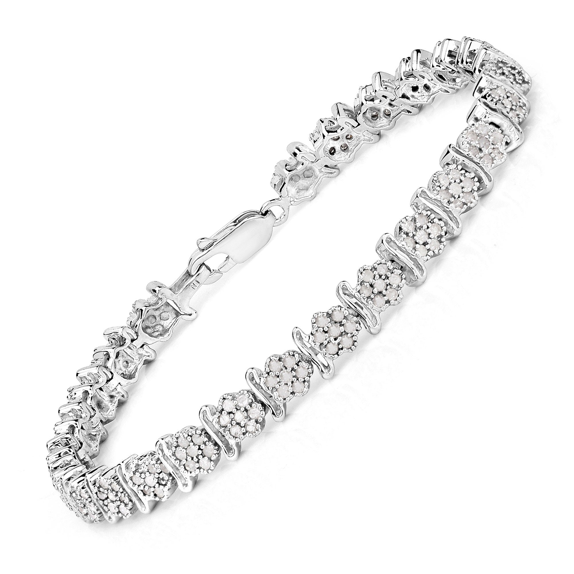 1.80 Cttw Round White Diamond Sterling Silver Tennis Bracelet