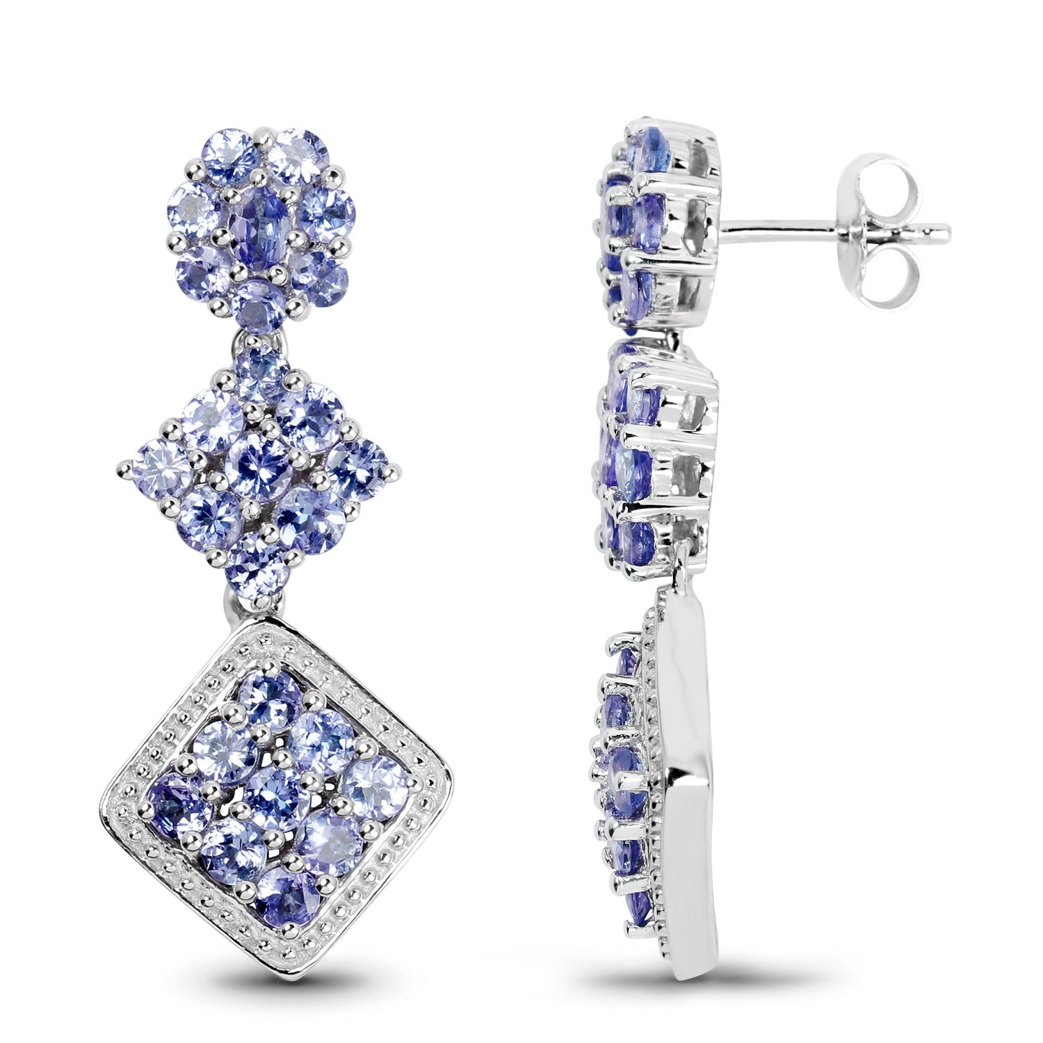 4.92 Carat Genuine Tanzanite Silver Earrings