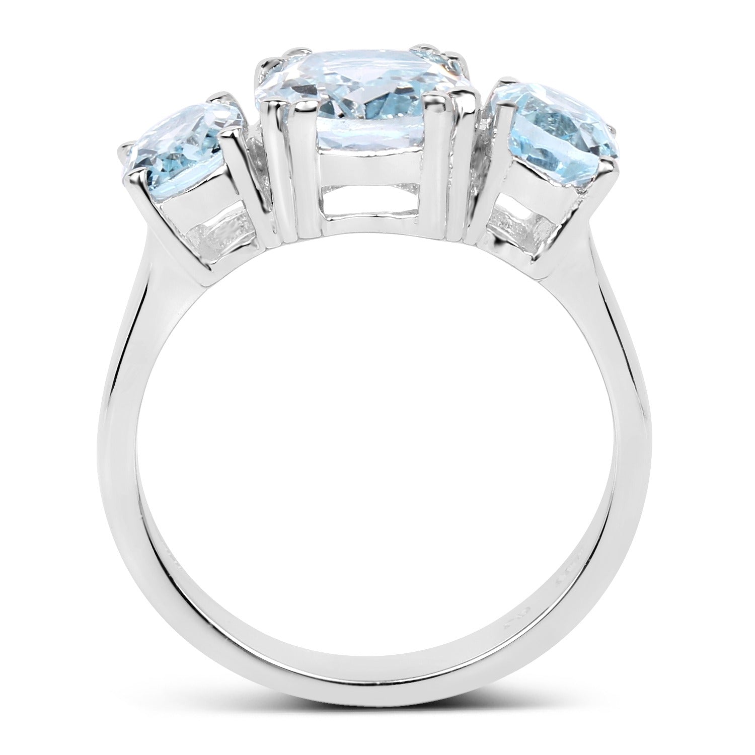 Genuine Oval Blue Topaz 925 Sterling Silver Ring