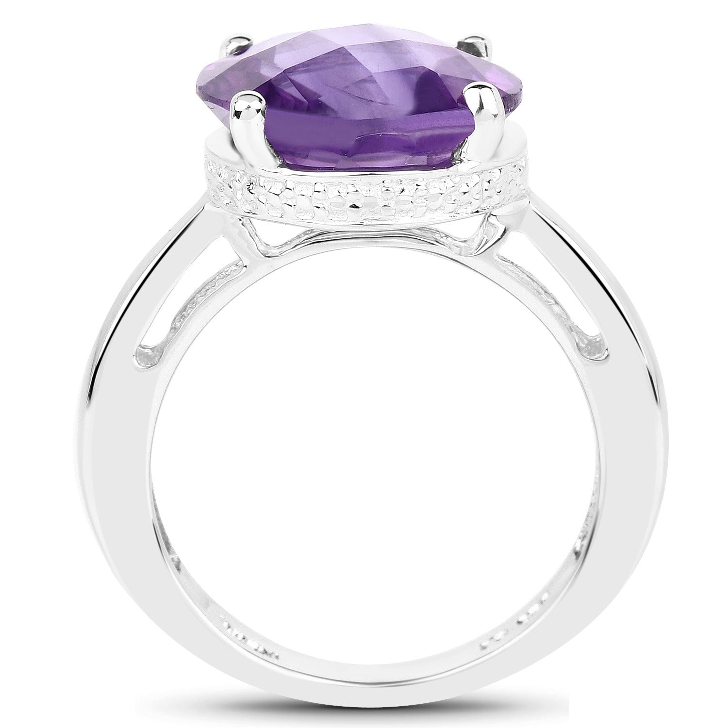 Natural Purple Amethyst 925 Sterling Silver Solitaire Ring