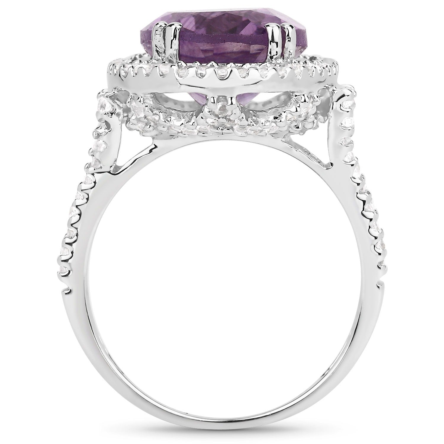 Natural Purple Amethyst Halo Statement Ring