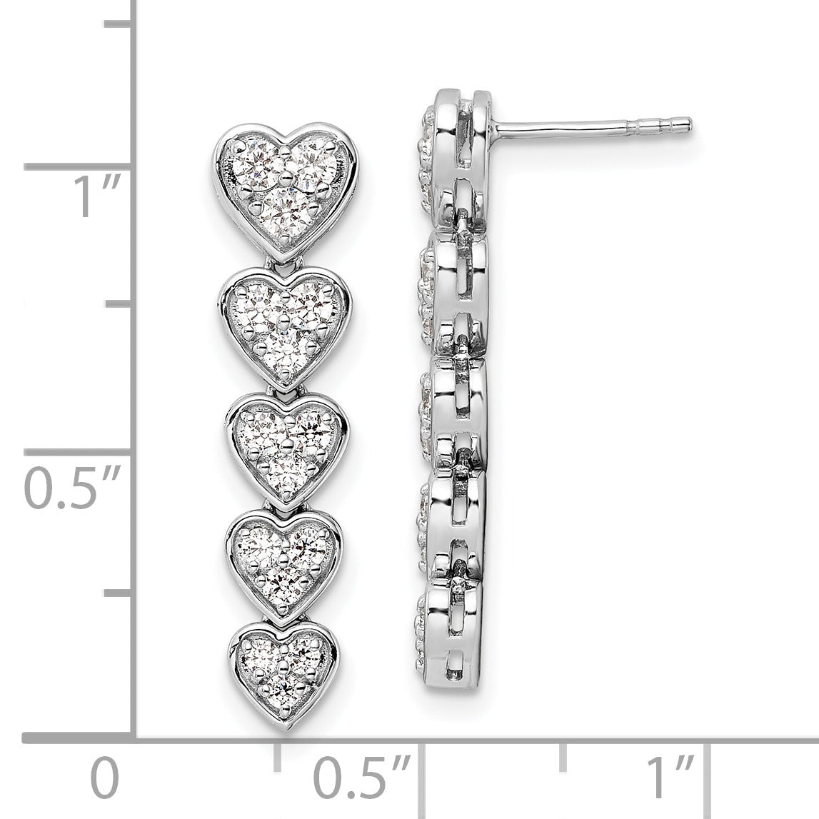 14K Gold Lab Grown Diamond Heart Dangle Post Earrings