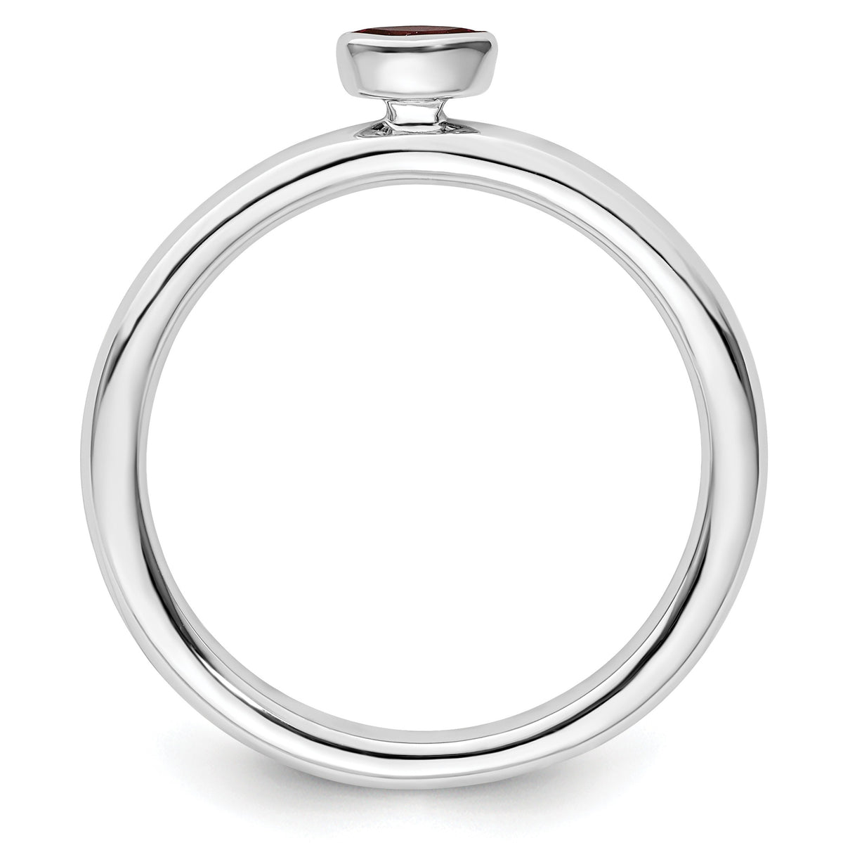 Marquise Gemstone Bezel Rhodium over Silver Stackable Unisex Solitaire Ring