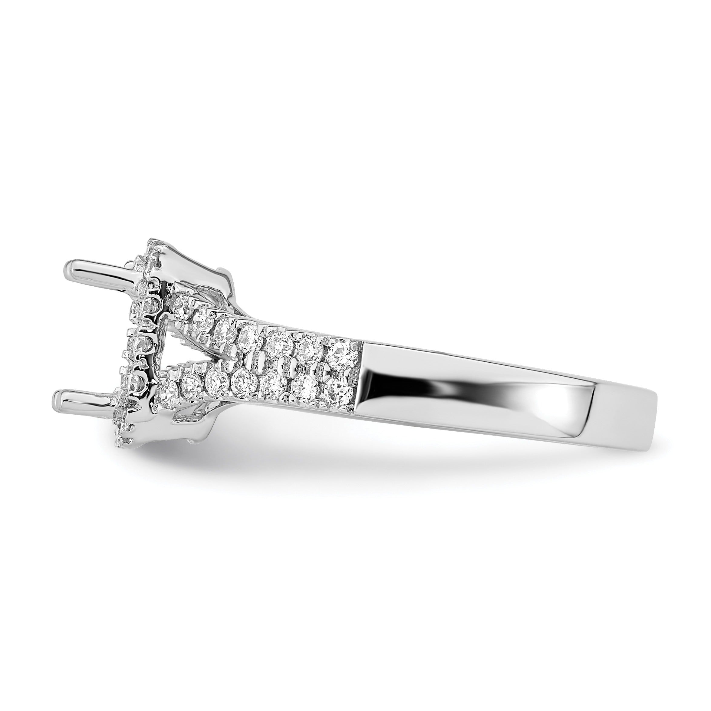 White Lab-Grown Diamond Prong 14K White Gold Halo Engagement Ring