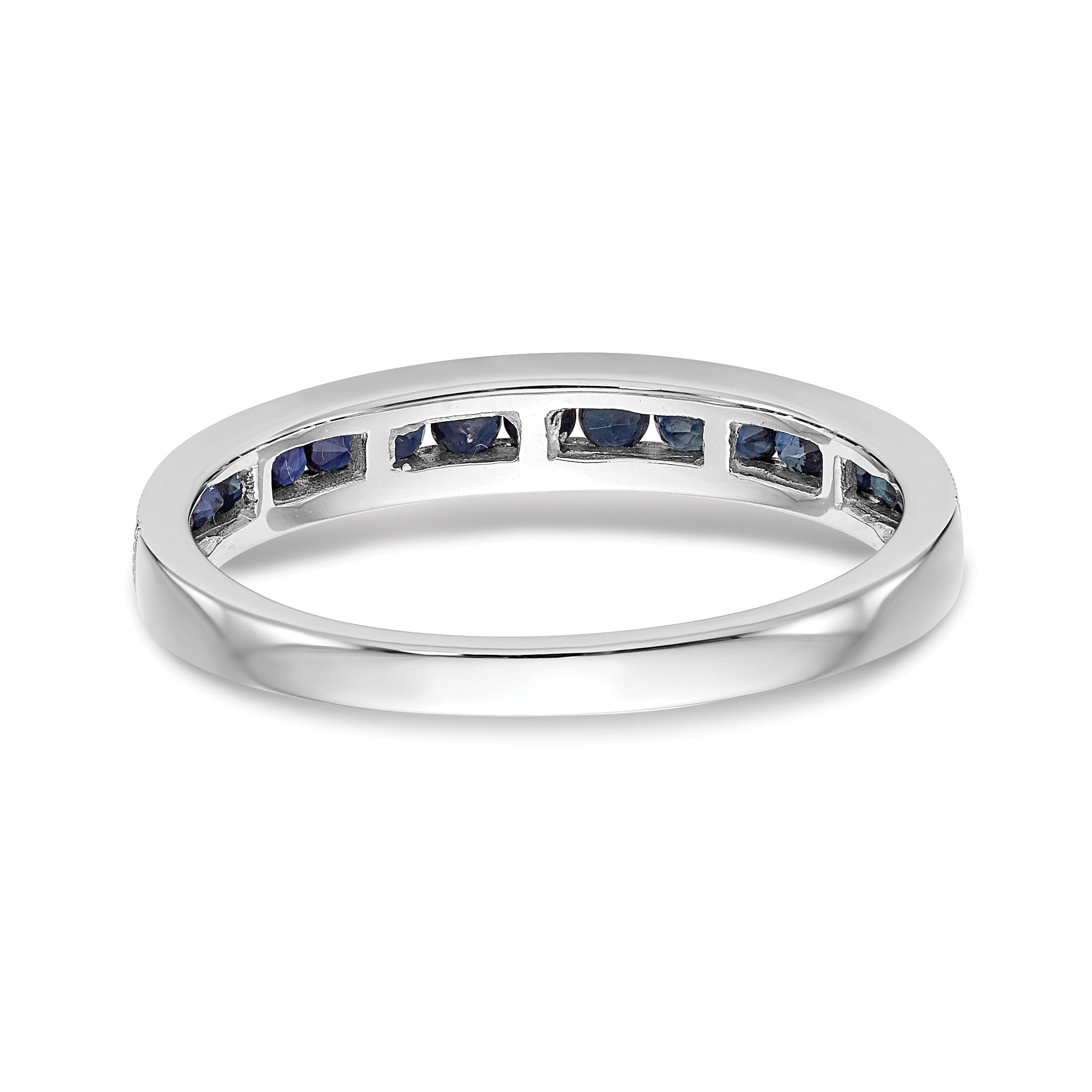 0.51 Ct Round Blue Sapphire Channel Set White Gold Eternity Band Ring