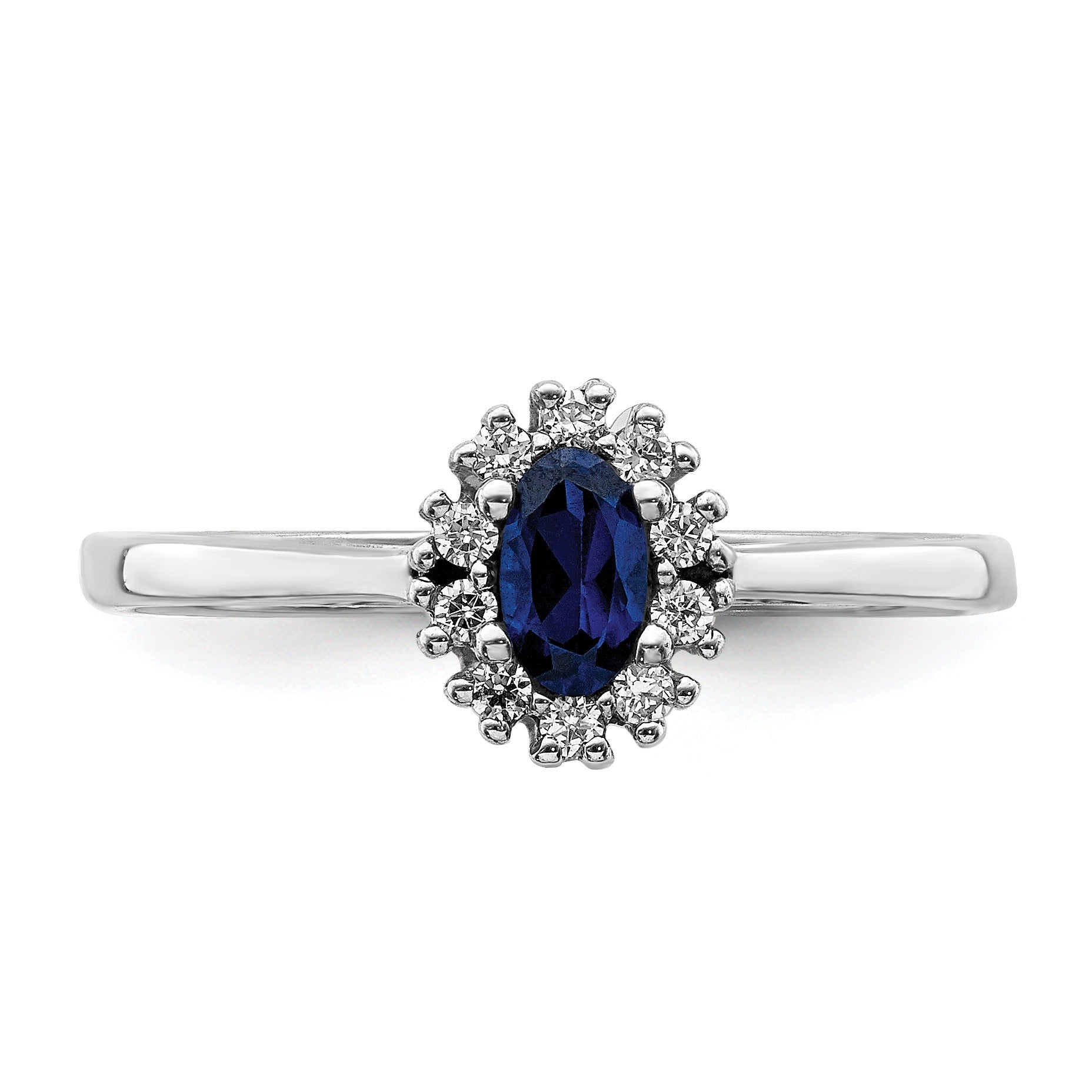 0.30 Ct Oval Blue Sapphire & Diamond Prong 14K White Gold Classic Halo Ring
