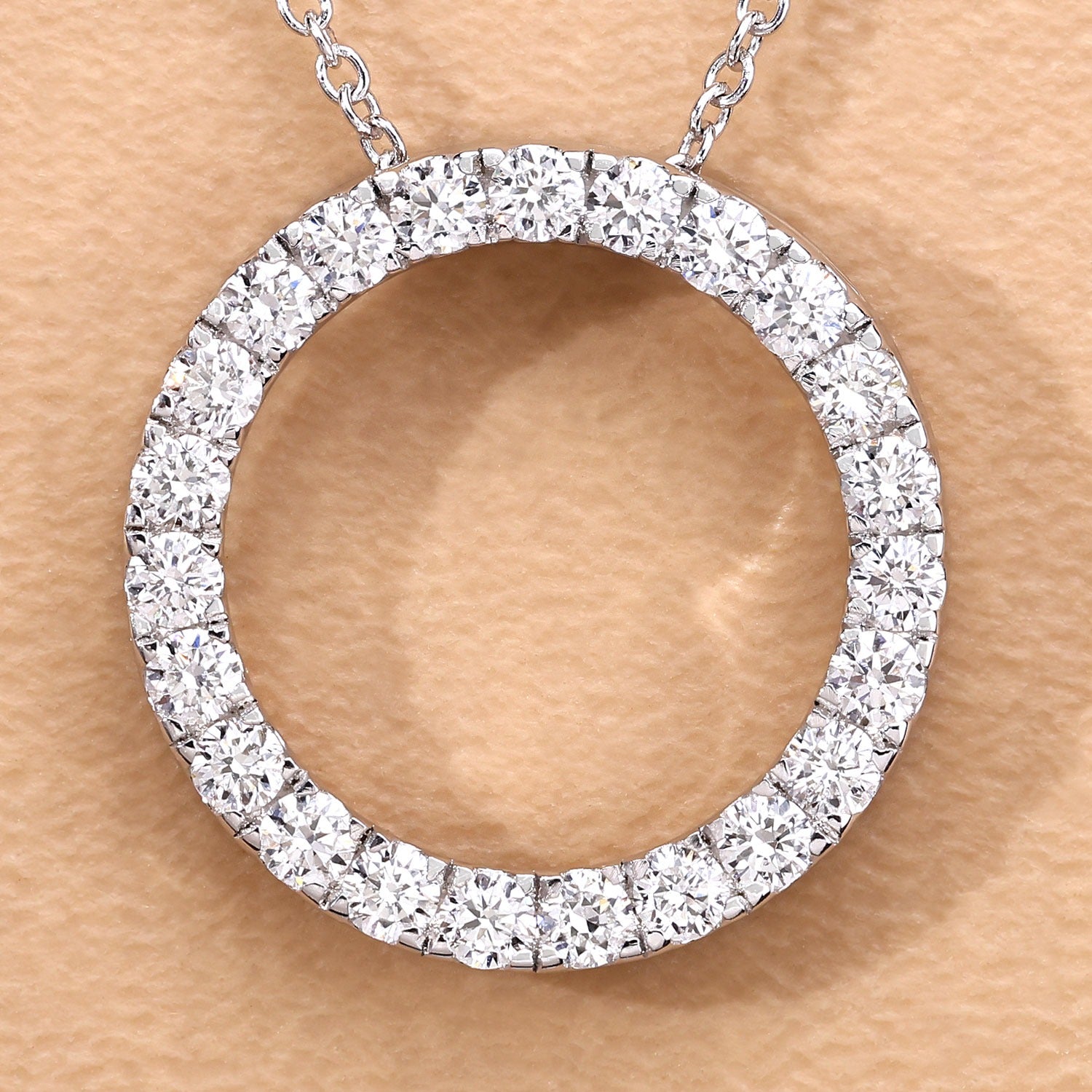 1.04 Cttw Round Lab Grown Diamond Prong Rhodium Plated Silver Circle of Life Pendant