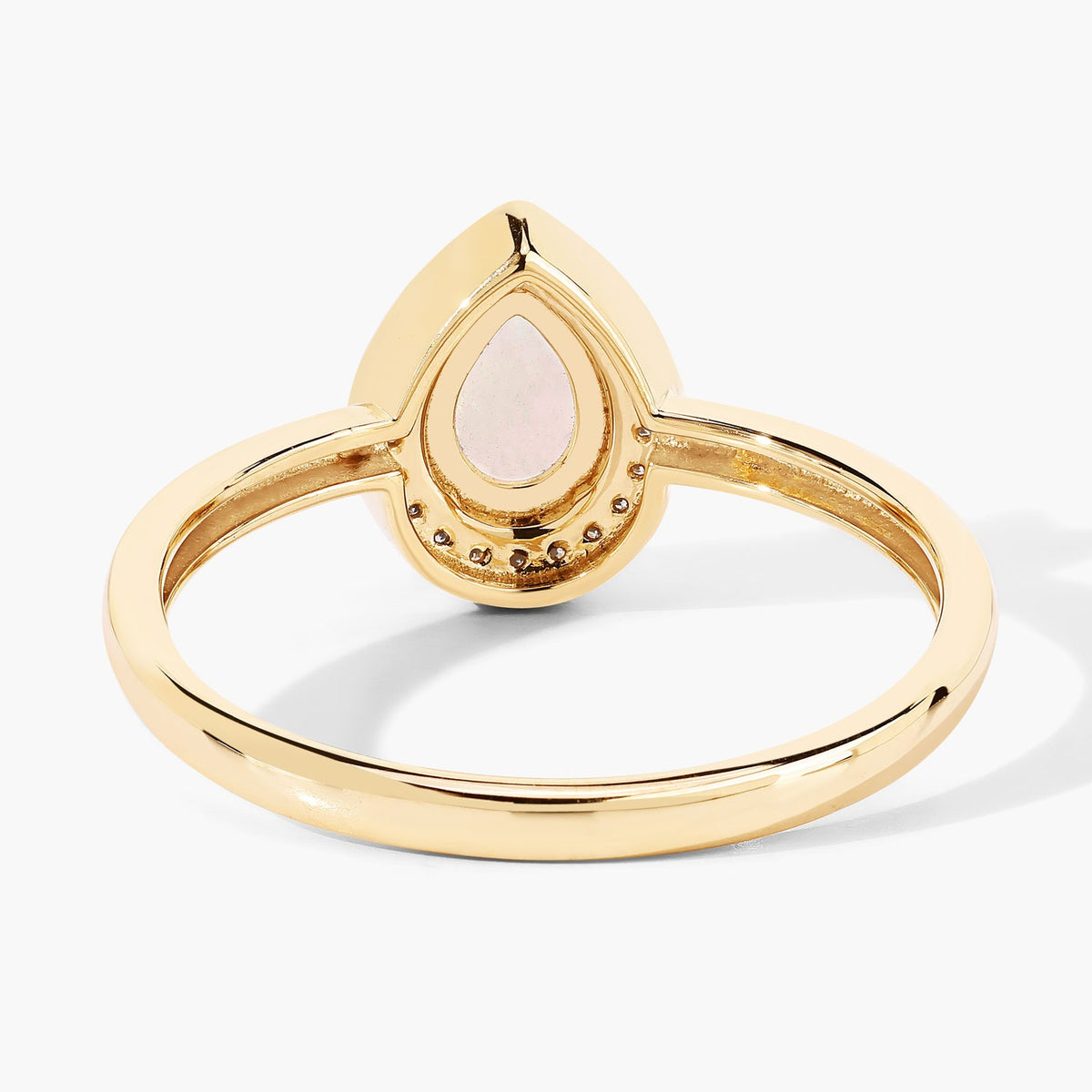 0.31 Cttw  Pear White Ethiopian Opal White Diamond 14K Yellow Gold Halo Ring