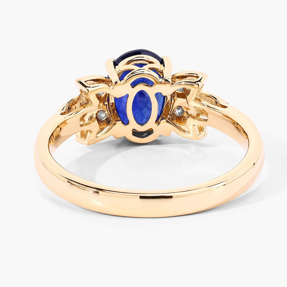 2.12 Cttw Oval Ceylon Blue Sapphire Diamond 18K Yellow Gold Butterfly Ring