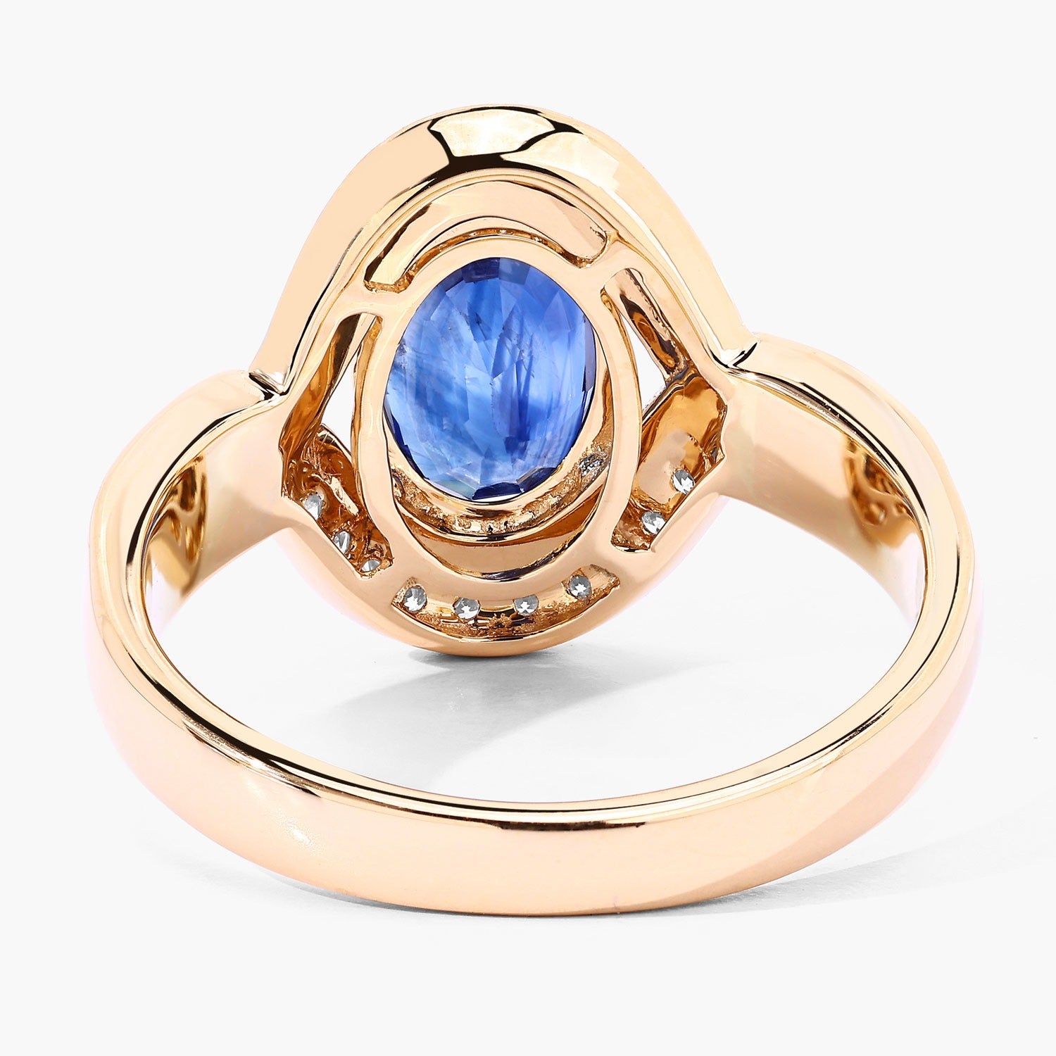 2.37 Ct Genuine Ceylon Blue Sapphire and Diamond 18K Yellow Gold Statement Ring