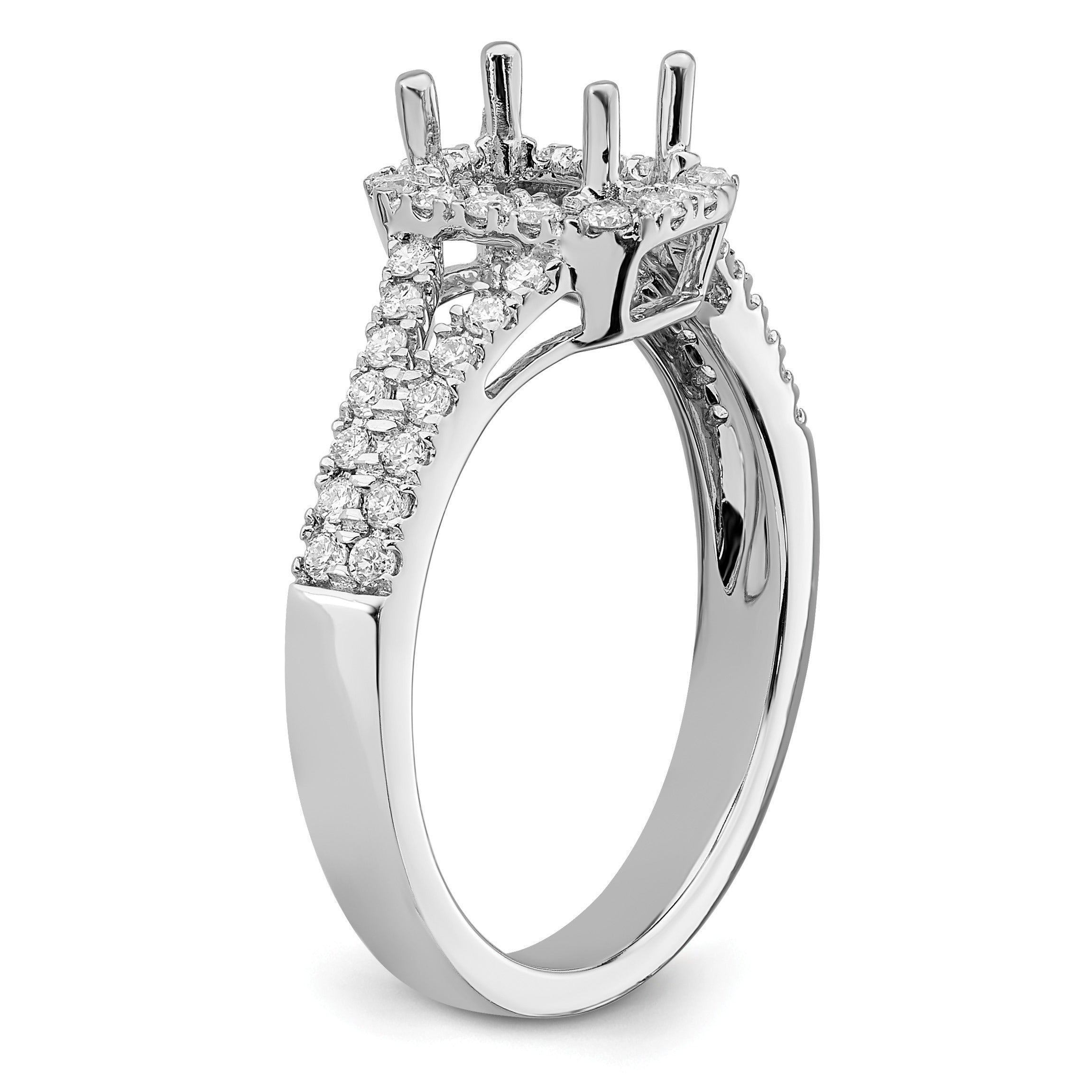 White Lab-Grown Diamond Prong 14K White Gold Halo Engagement Ring