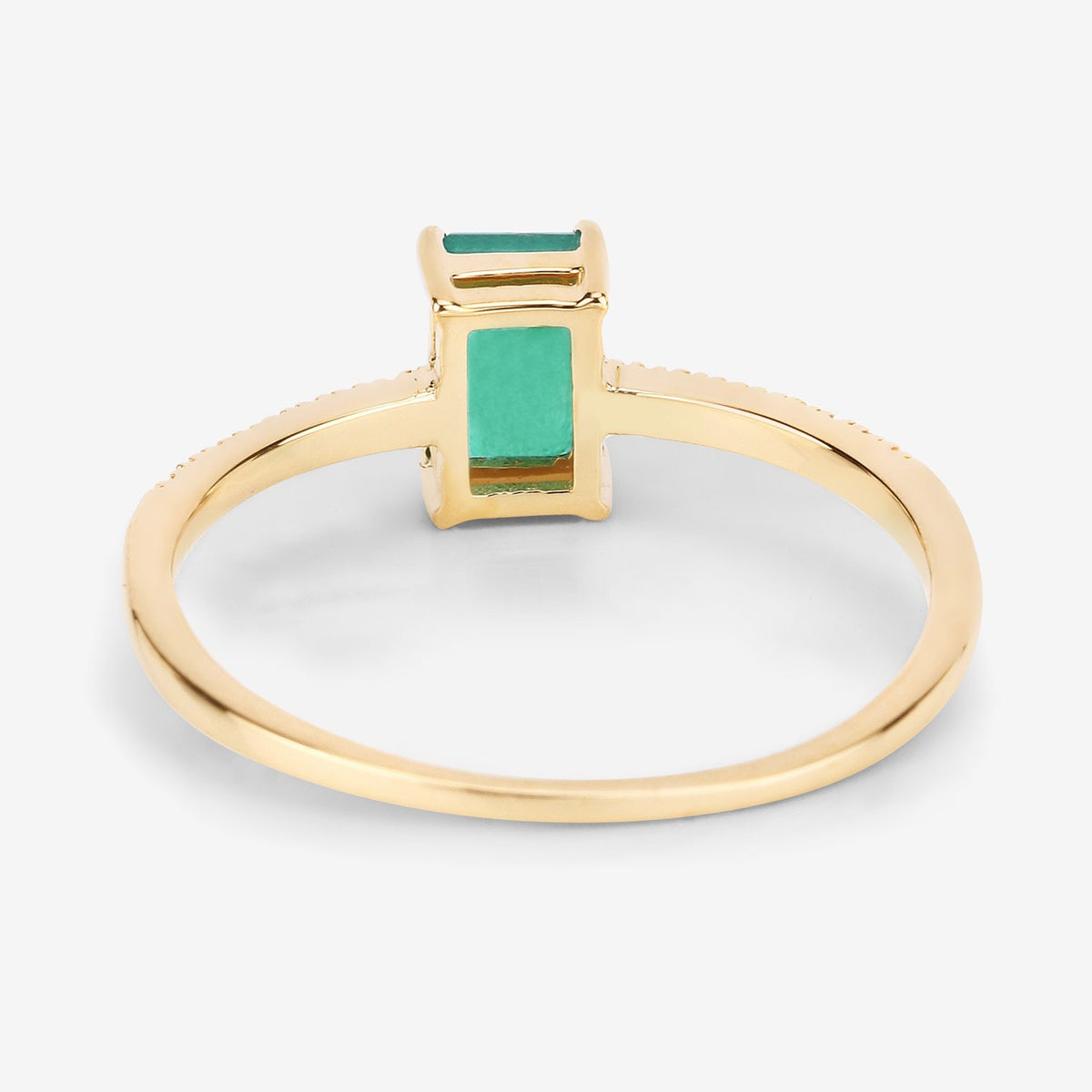 0.59 Cttw Octagon Green Natural Zambian Emerald Diamond 14K Yellow Gold Bridge Ring