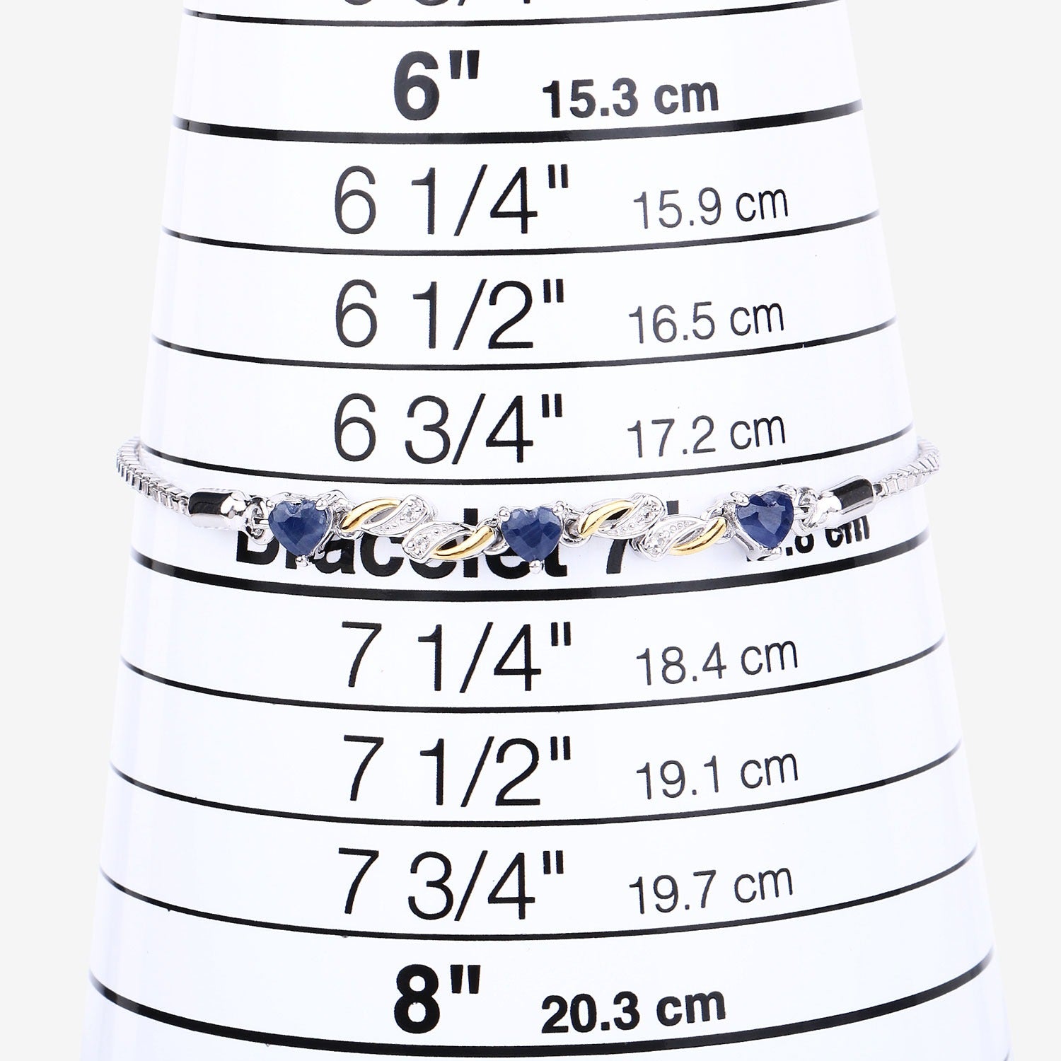 Genuine Blue Sapphire and White Sapphire Silver  Heart Bracelet