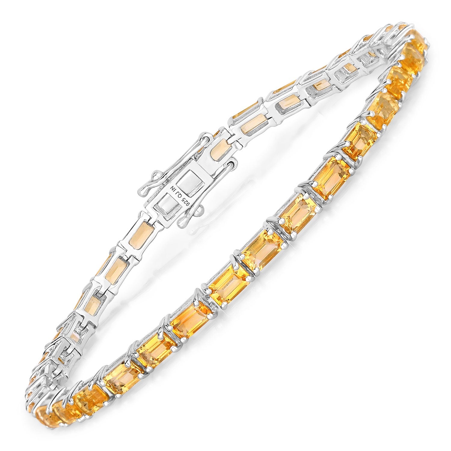 Genuine Citrine 925 Sterling Silver Bracelet
