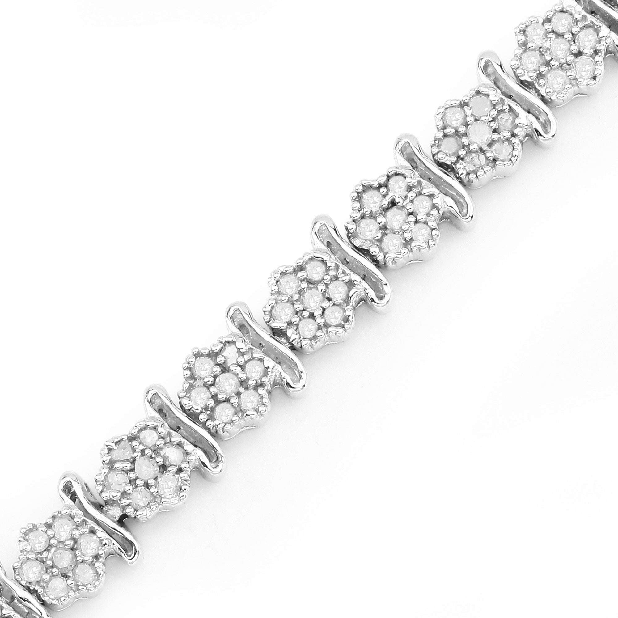 1.80 Cttw Round White Diamond Sterling Silver Tennis Bracelet