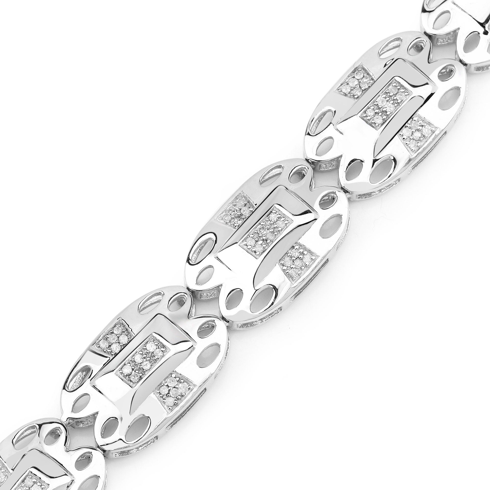 0.96 Cttw Round White Diamond Illusion Sterling Silver Filigree Tennis Bracelet