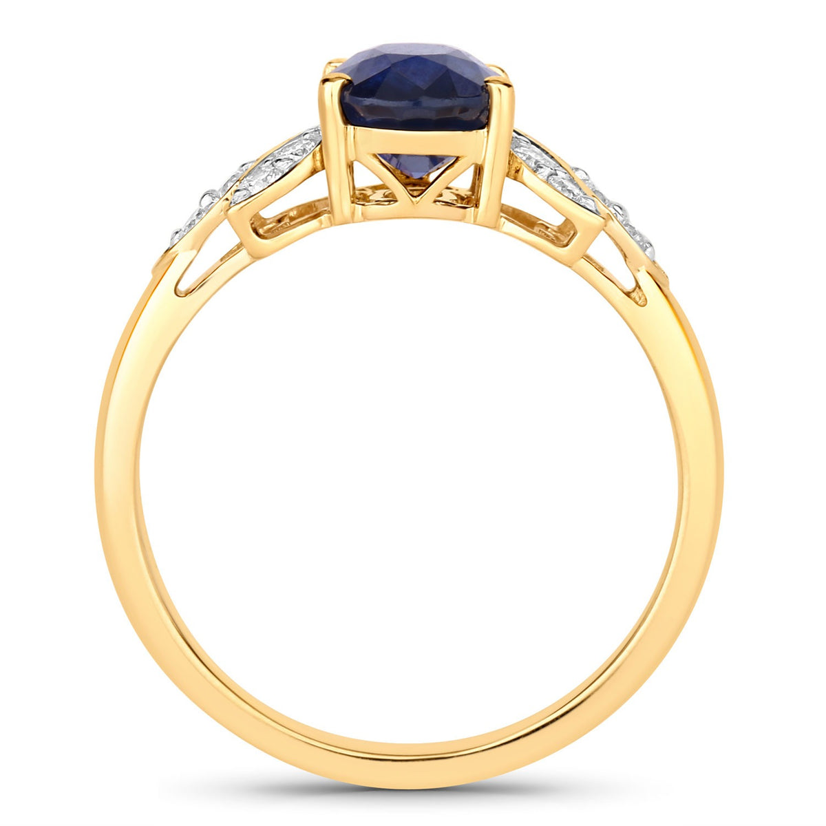 2.12 Cttw Oval Ceylon Blue Sapphire Diamond 18K Yellow Gold Butterfly Ring