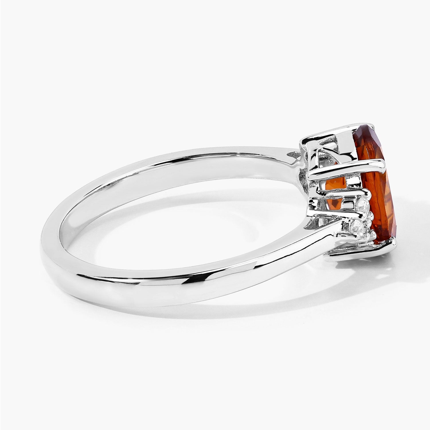 1.79 Ct Genuine Madeira Citrine and Lab Diamond Silver Cocktail Ring
